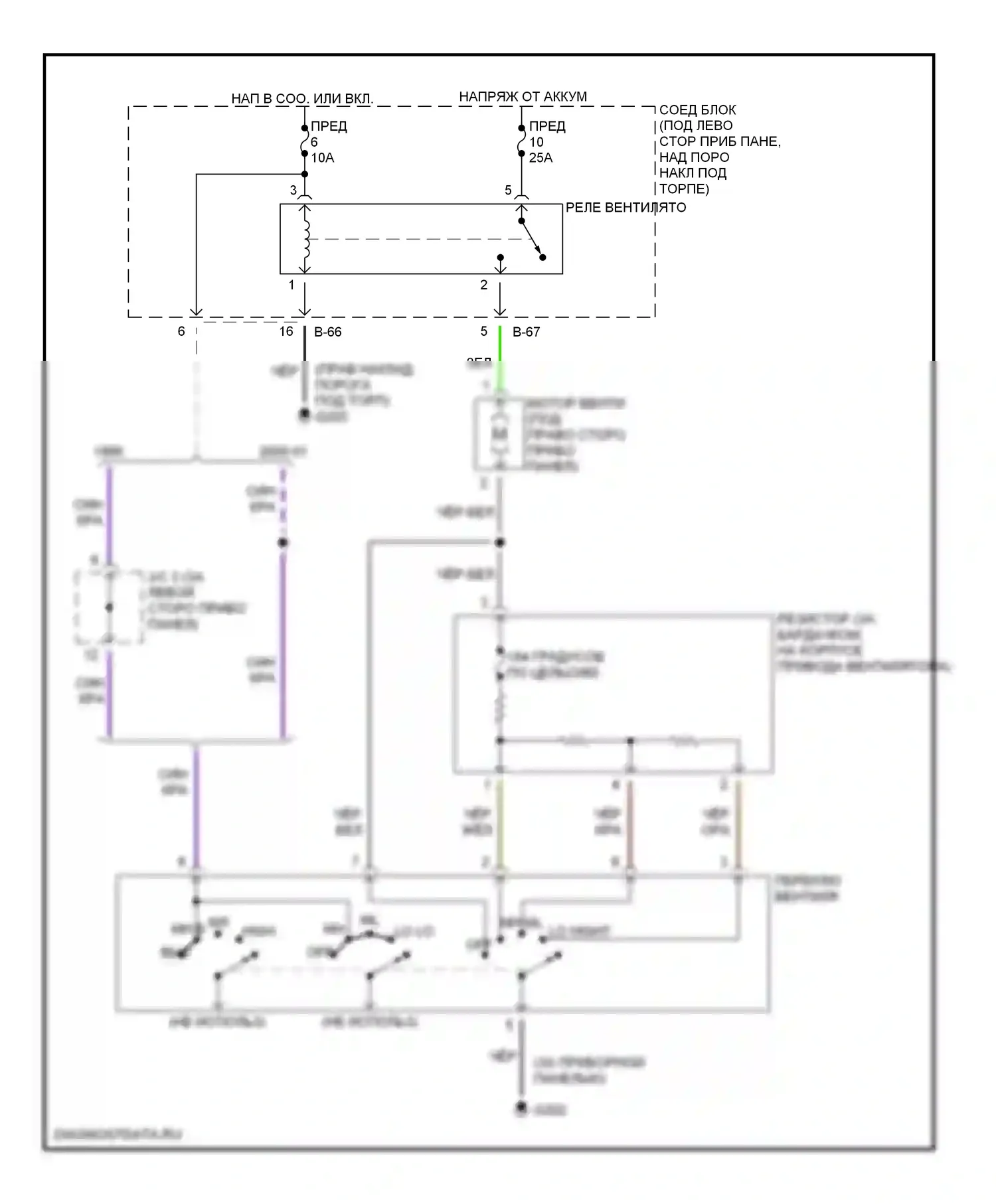Mirage Mitsubishi V (1995-2003): Электросхема нагревателя 