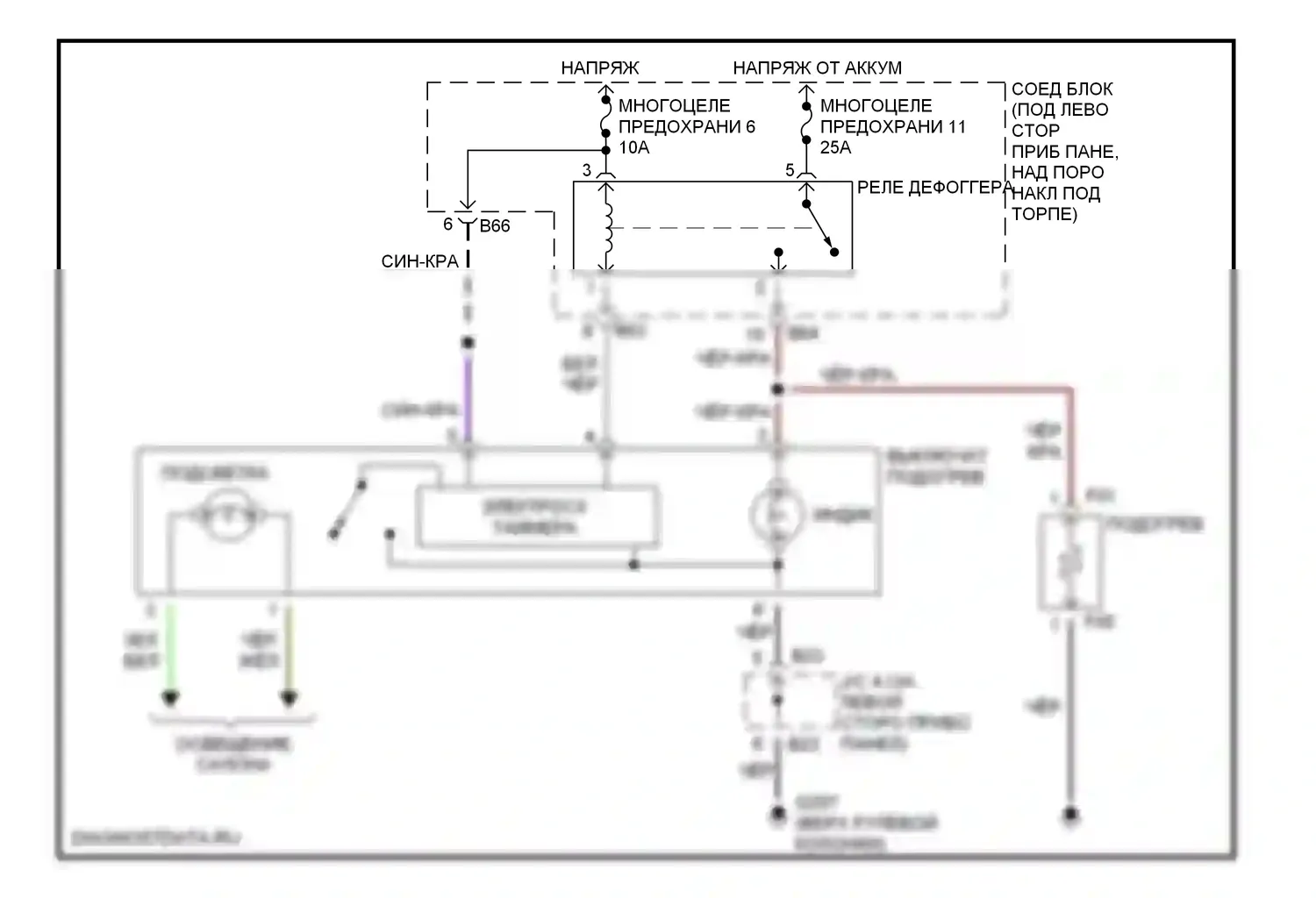 Mirage Mitsubishi V (1995-2003): Электросхема подогрева 