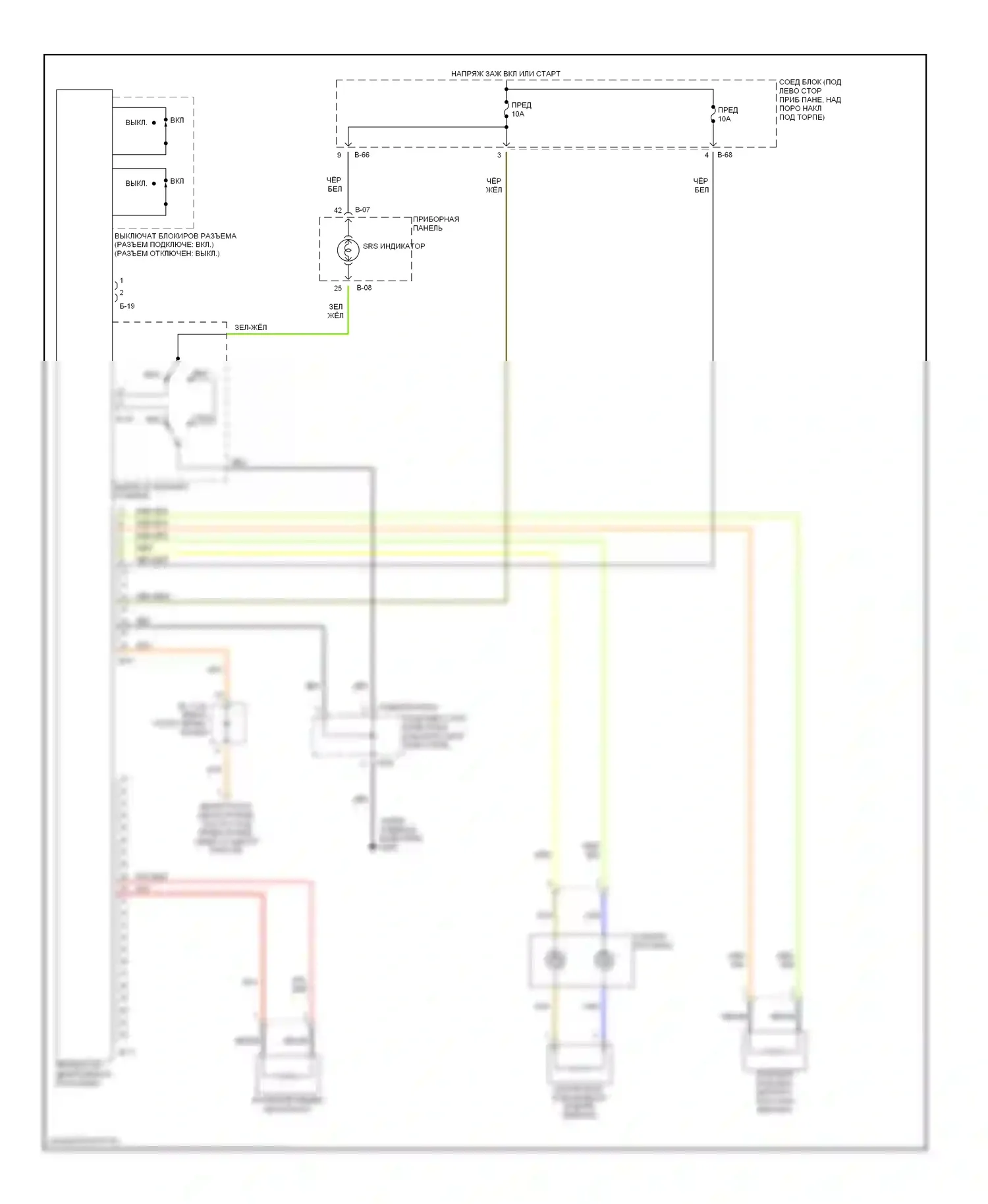 Mirage Mitsubishi V (1995-2003): Электросхема подушек безопасности 