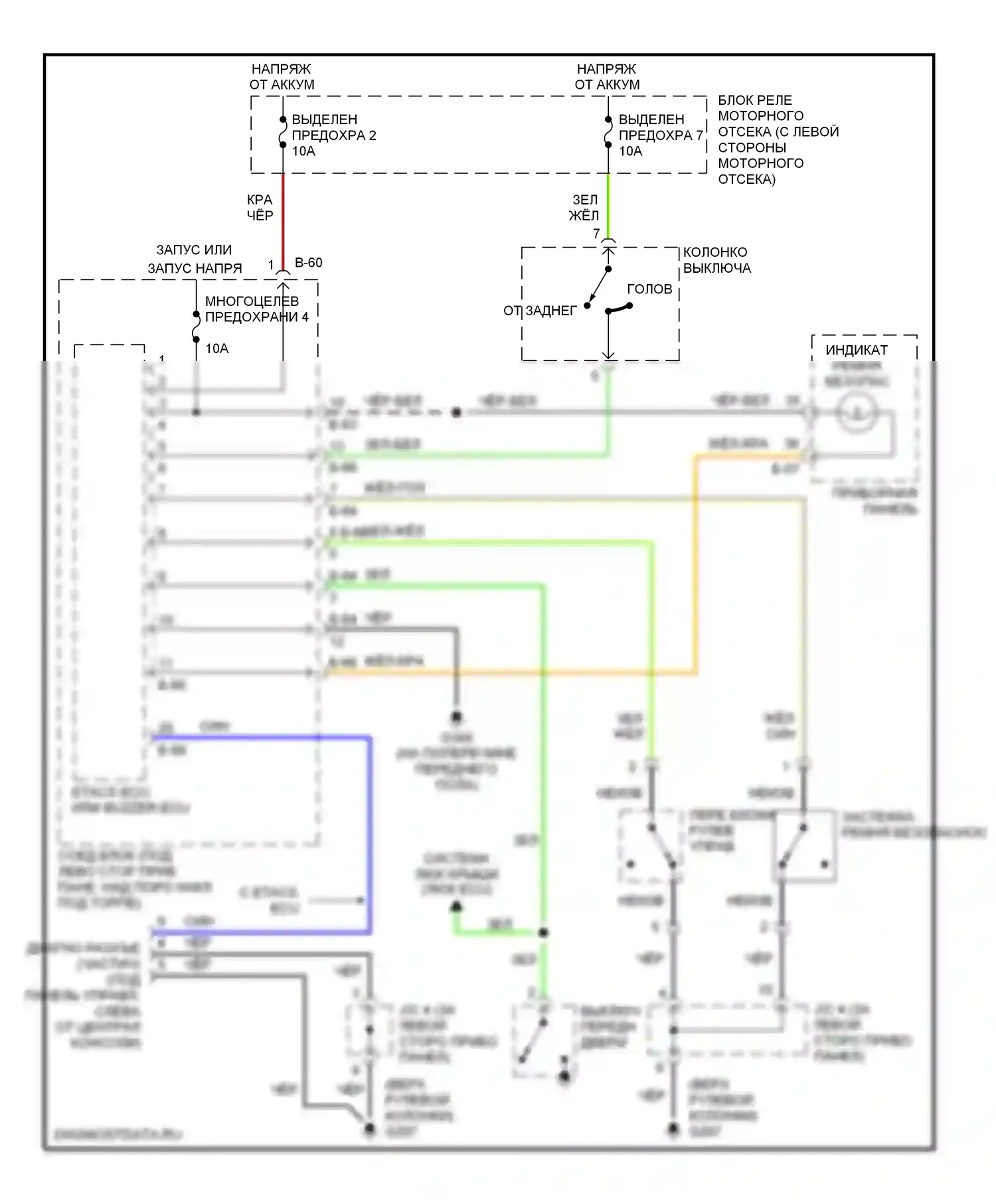 Mirage Mitsubishi V (1995-2003): Электросхемы системы оповещения 