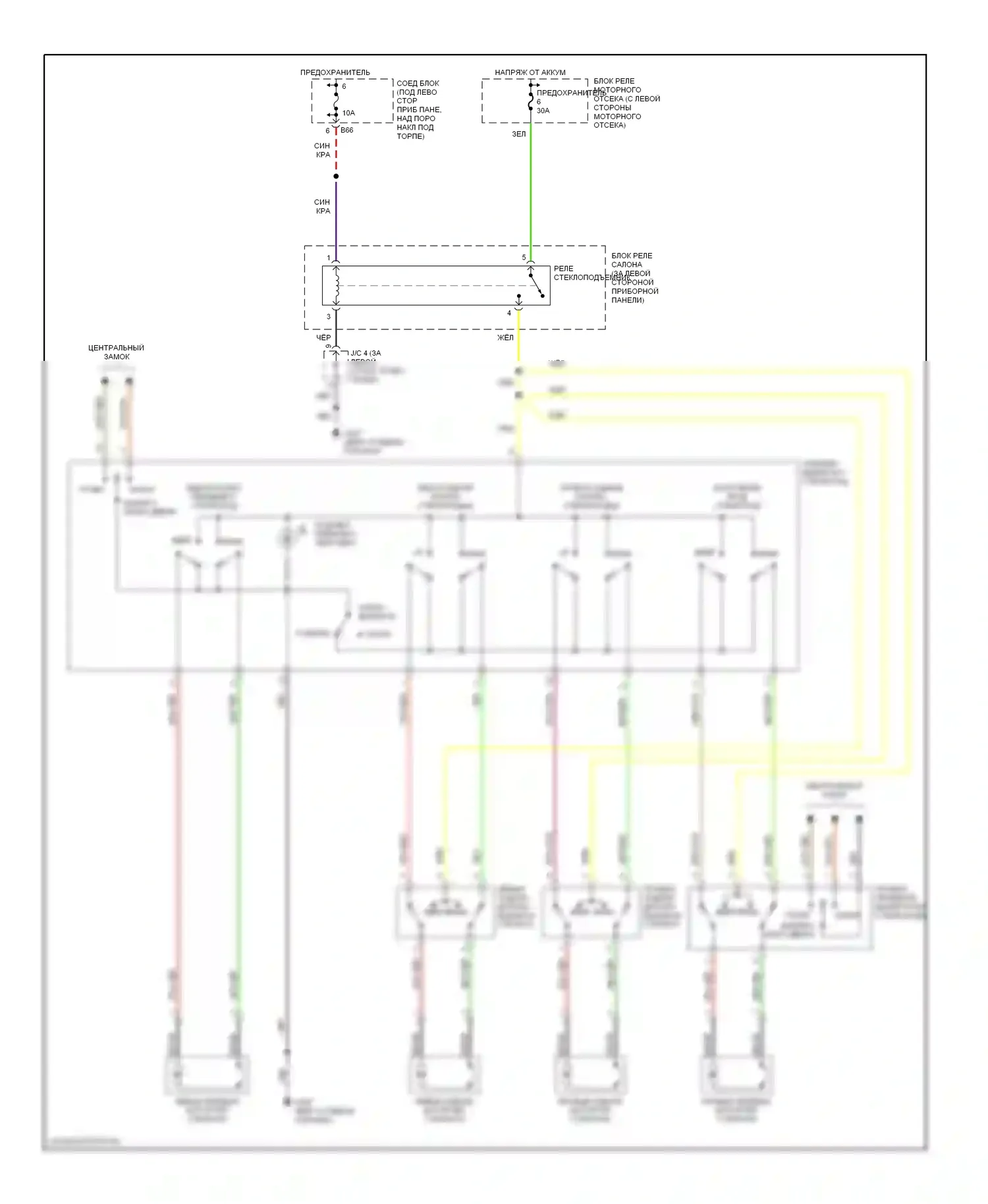 Mirage Mitsubishi V (1995-2003): Стеклоподъемник электросхема, 4 двери 