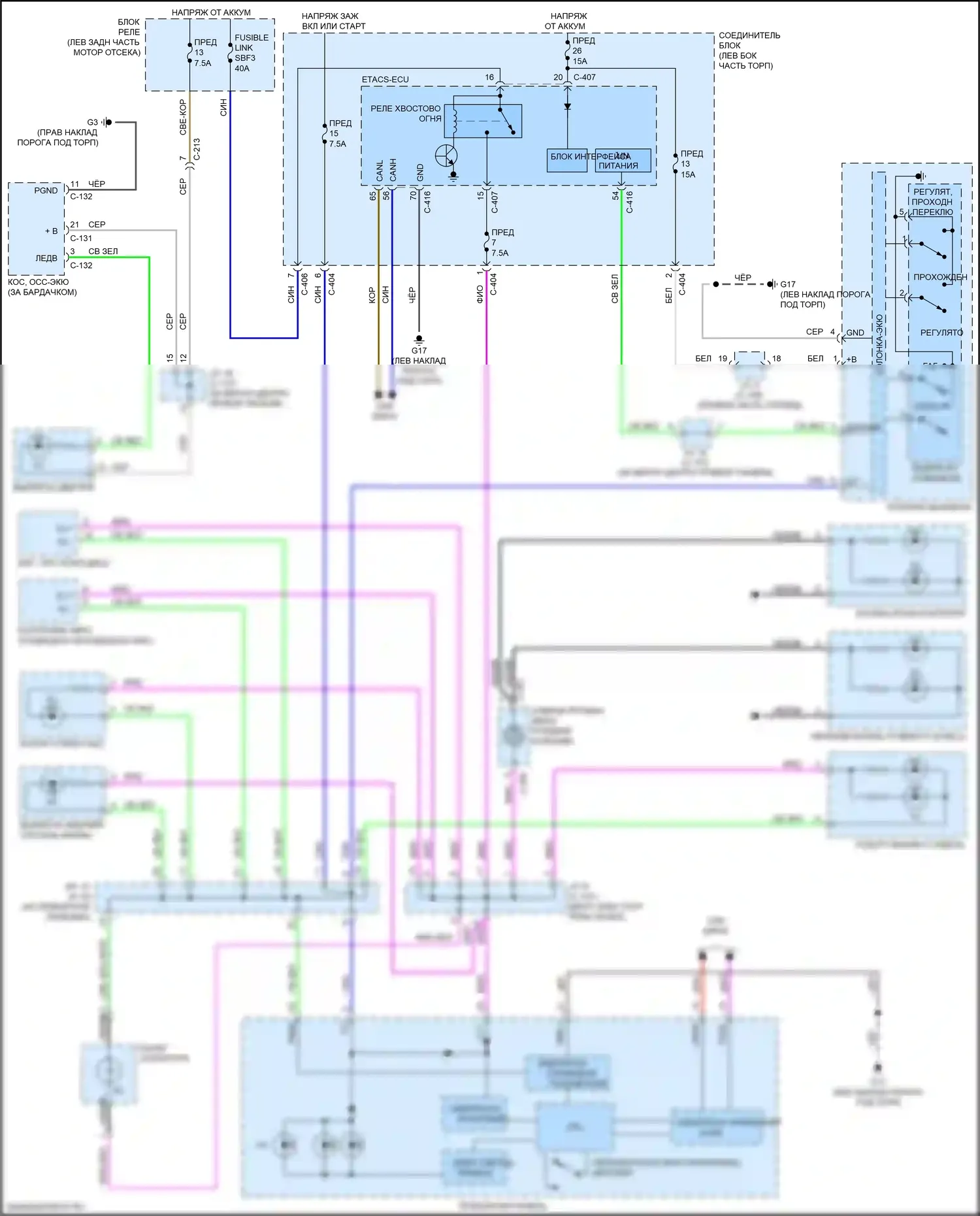 Mirage Mitsubishi VI рестайлинг 2 (2019-2024): Электросхема подсветки приборной панели 