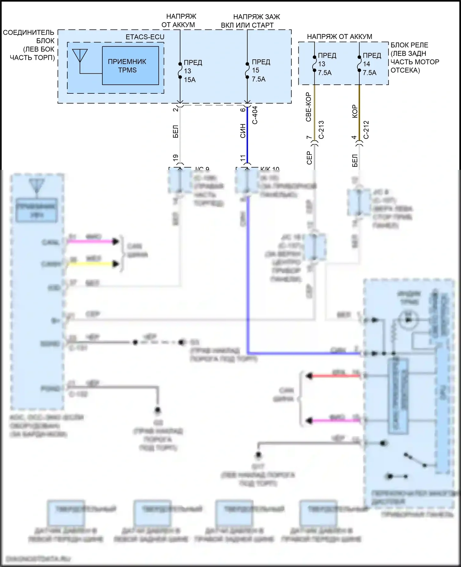 Mirage Mitsubishi VI рестайлинг 2 (2019-2024): Электросхема контроля давления в шинах 