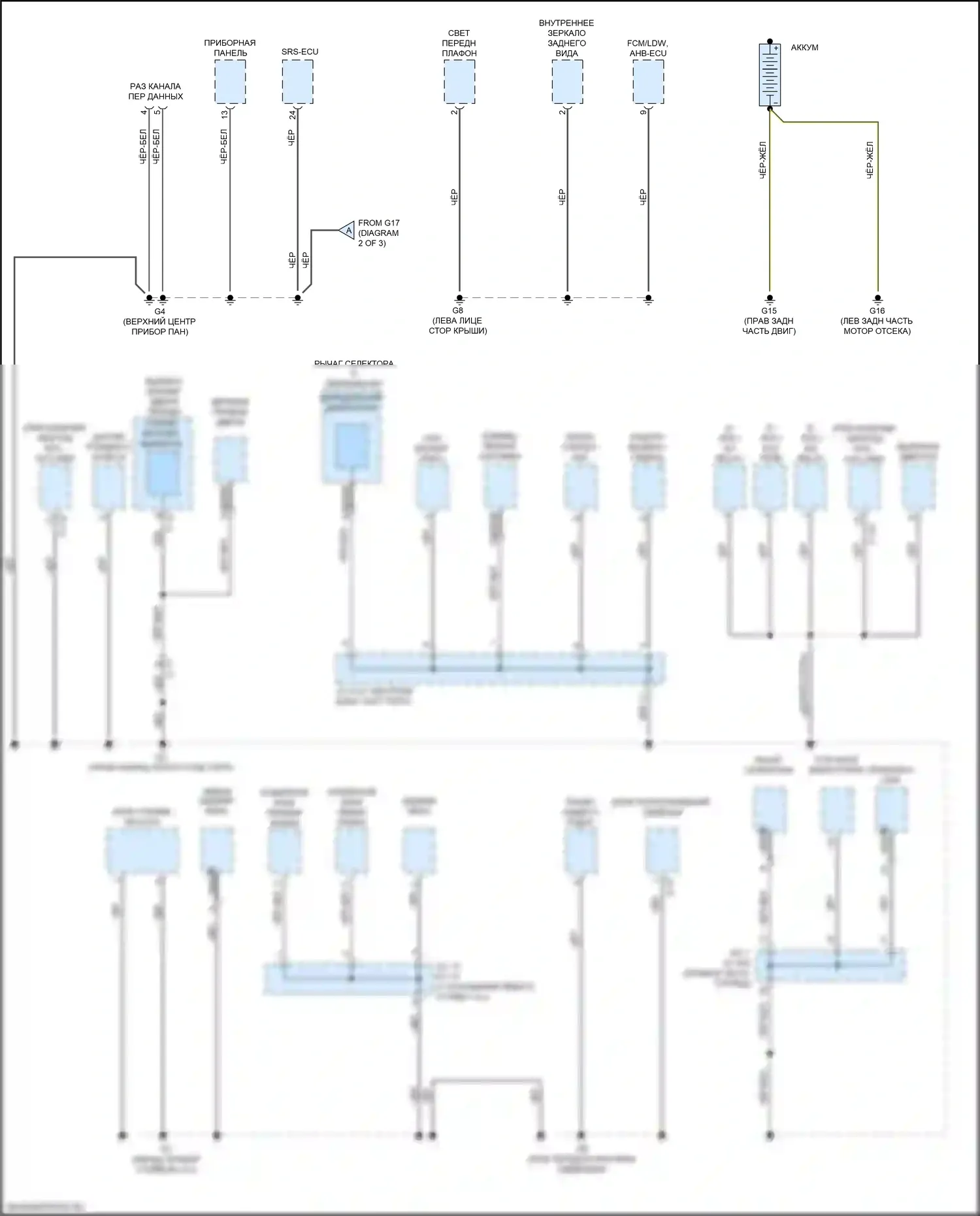 Mirage Mitsubishi VI рестайлинг 2 (2019-2024): Электросхема точек подключения масс (1 из 3) 
