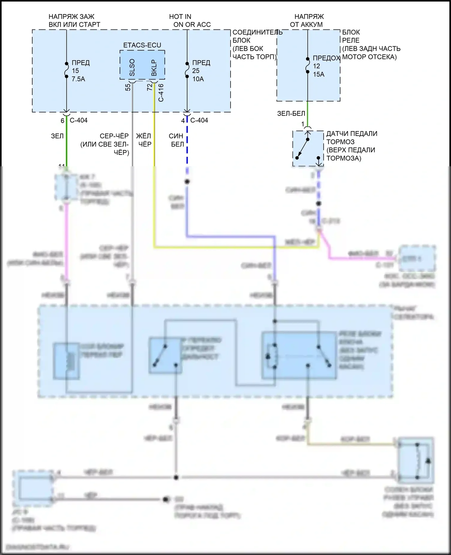 Mirage Mitsubishi VI рестайлинг (2015-2020): Электросхема блокировки селектора 