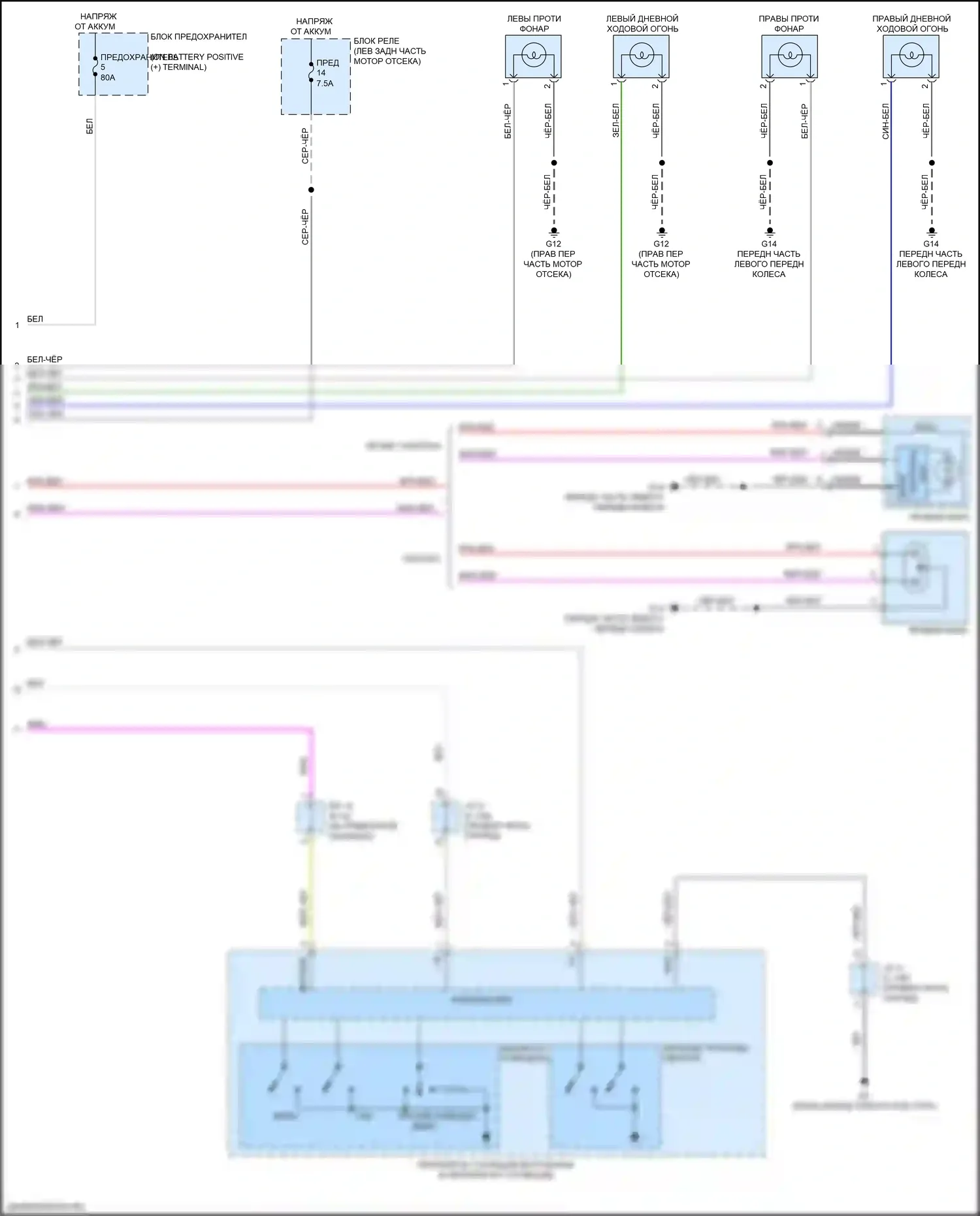 Mirage Mitsubishi VI рестайлинг (2015-2020): Электросхема фар (2 из 2) 