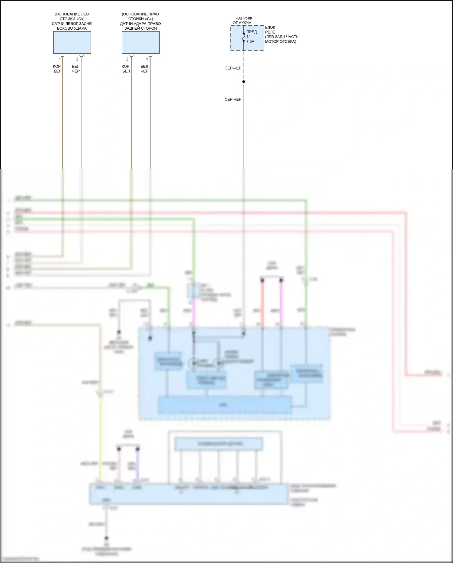 Mirage Mitsubishi VI рестайлинг (2015-2020): Электросхема подушек безопасности (3 из 4) 