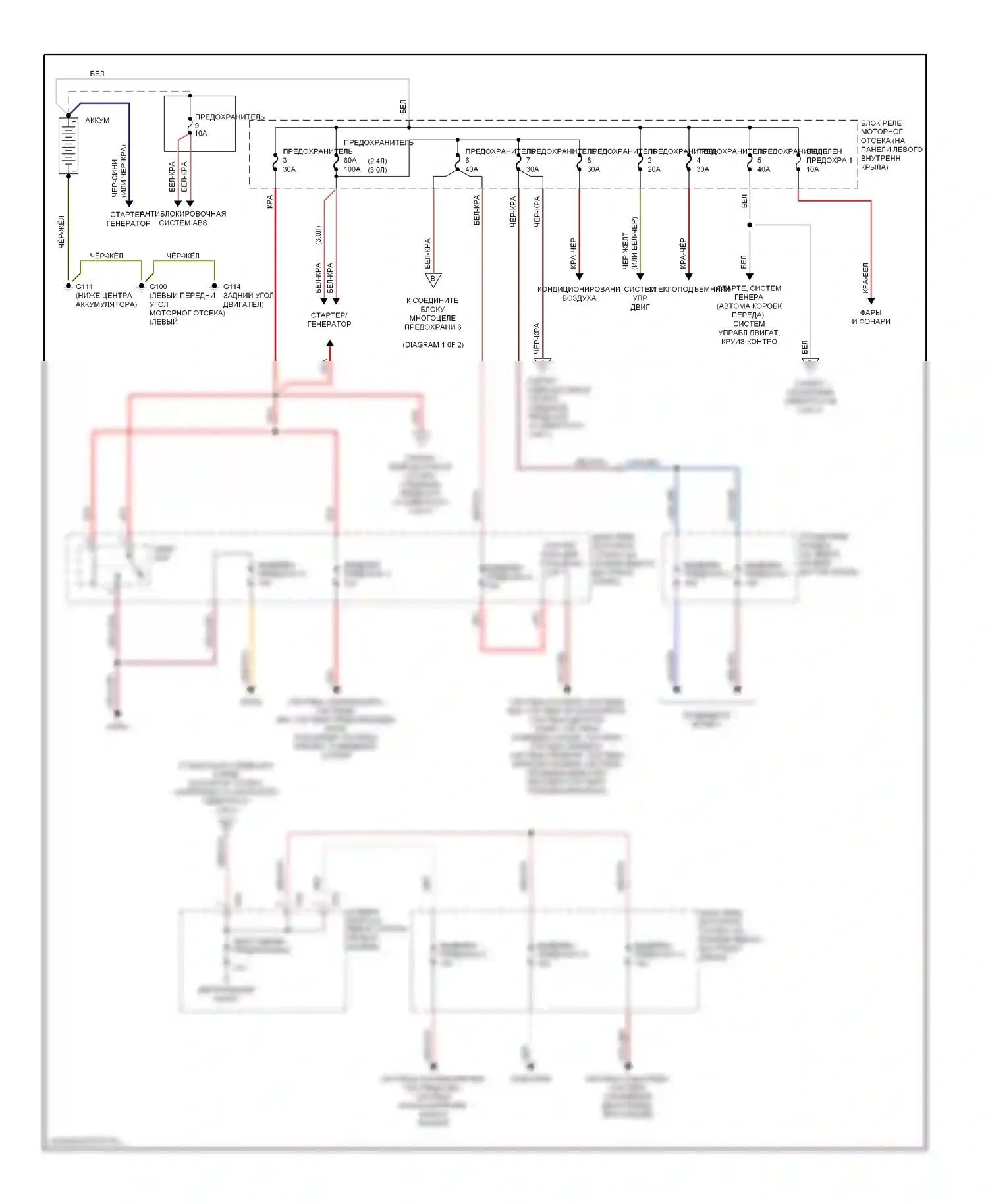 Montero Mitsubishi II (1991-2000): Электросхема блока предохранителей реле (1 из 2) 