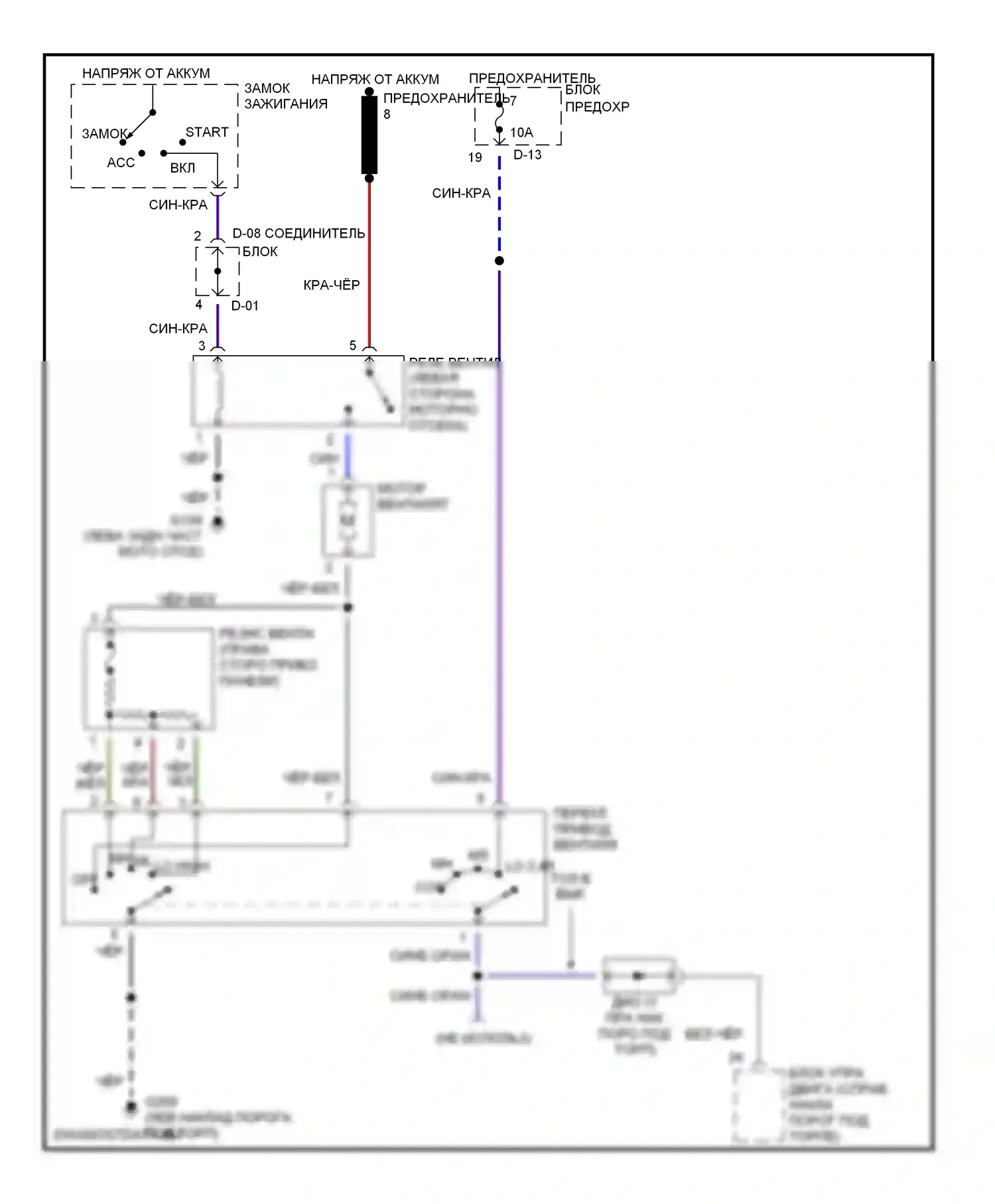 Montero Mitsubishi II (1991-2000): Электросхема нагревателя 