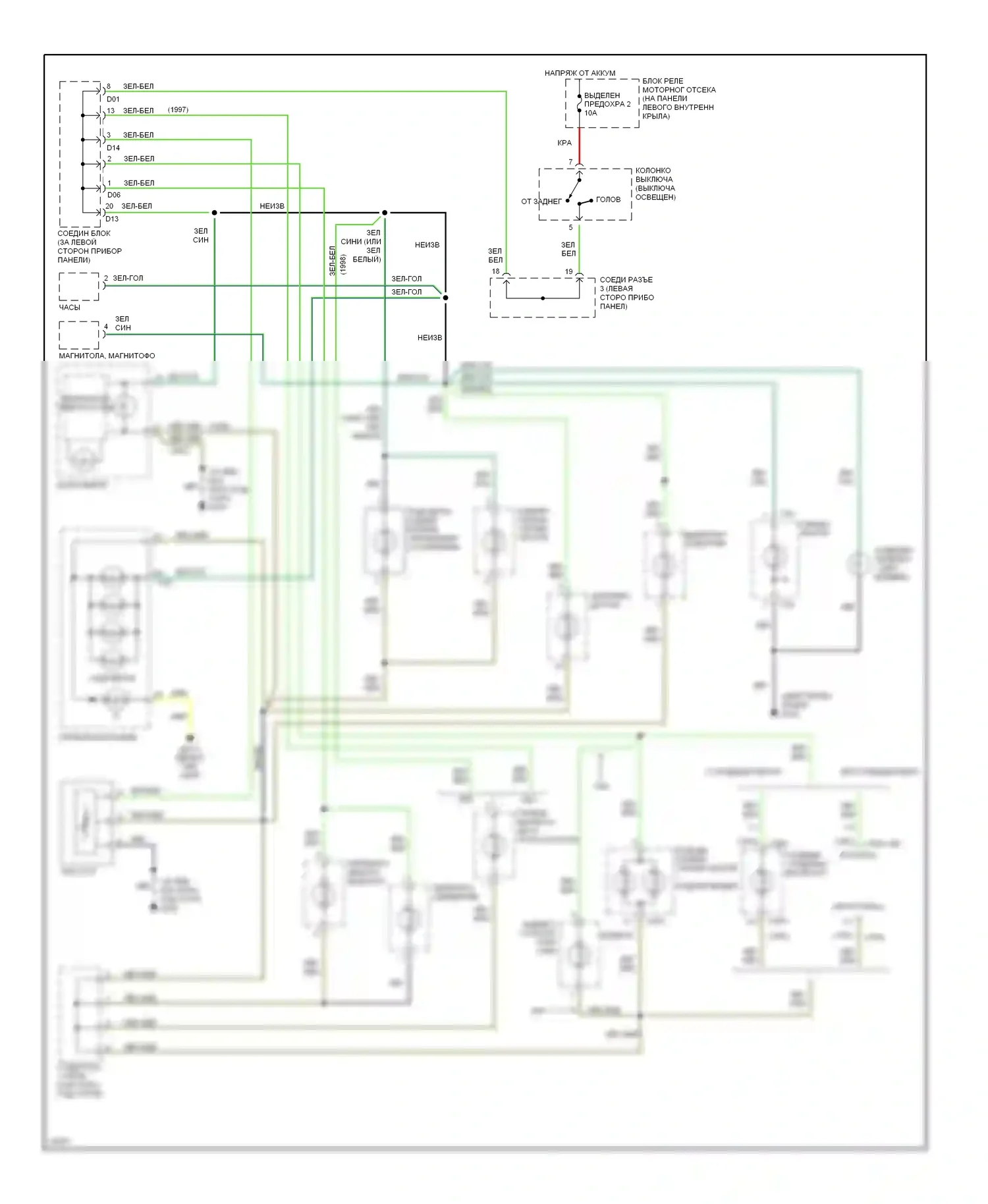 Montero Mitsubishi II (1991-2000): Электросхема подсветки приборной панели 