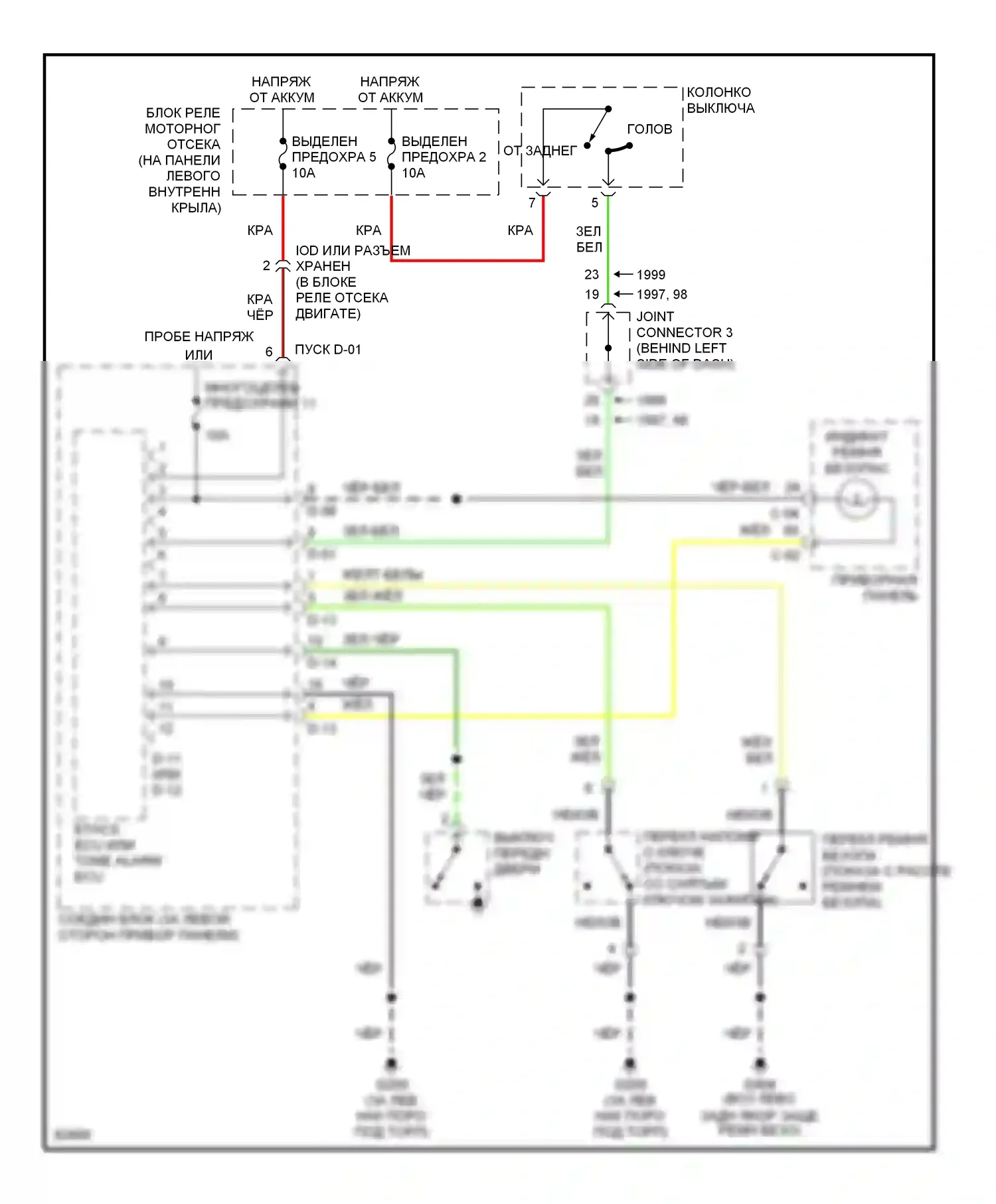 Montero Mitsubishi II (1991-2000): Электросхемы системы оповещения 
