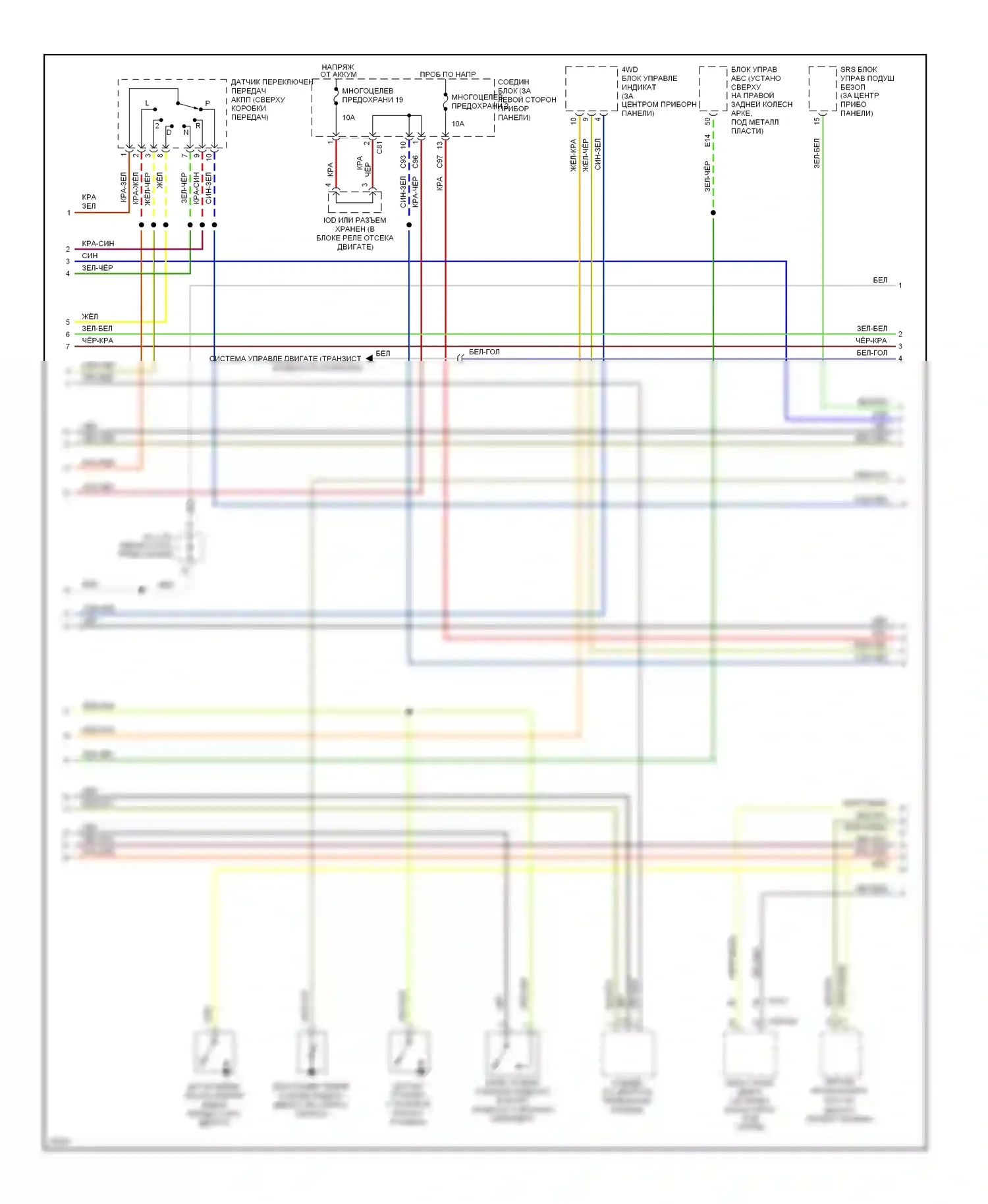 Montero Mitsubishi II (1991-2000): Электросхема приборной панели (2 из 3) 