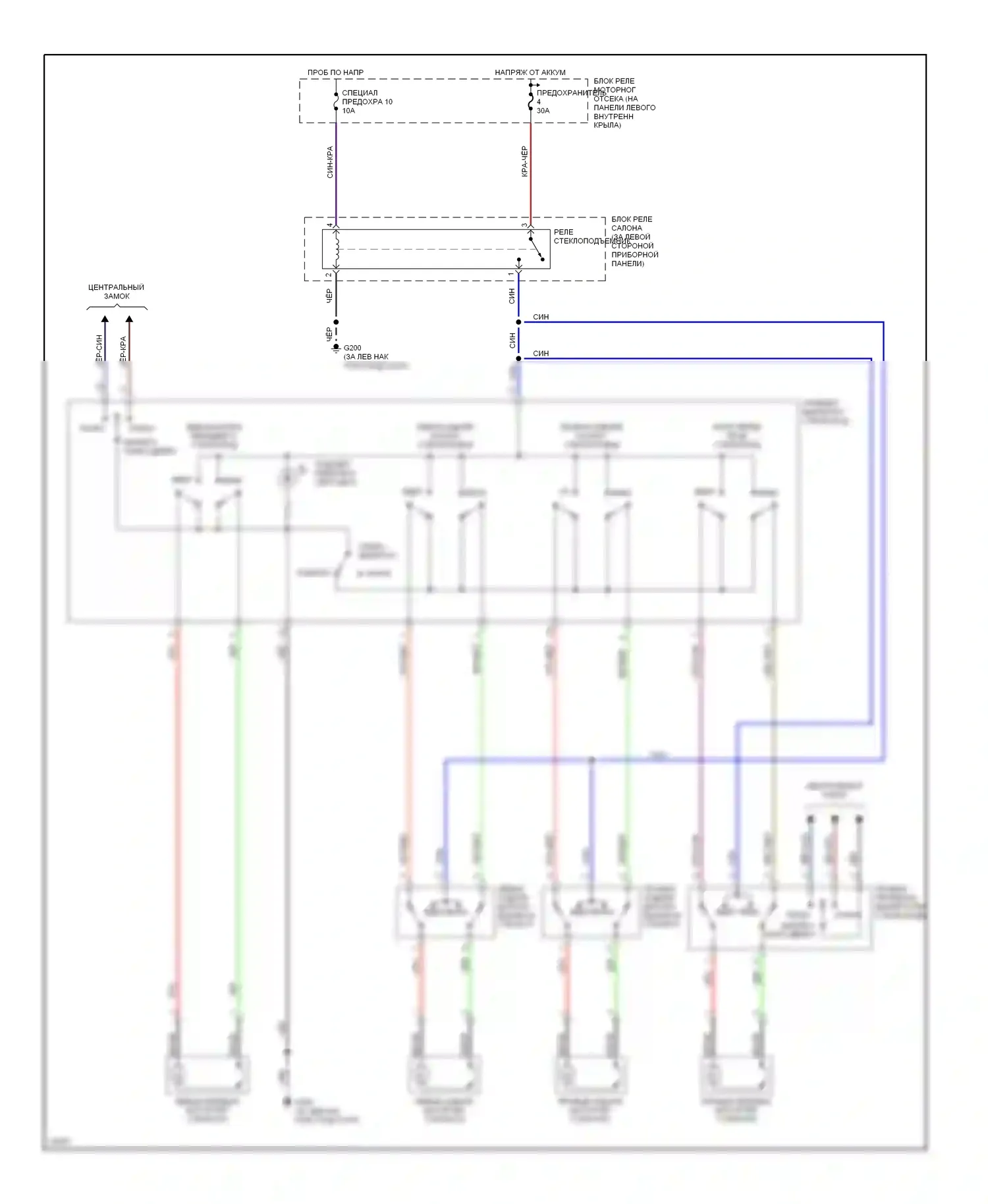 Montero Mitsubishi II (1991-2000): Электросхема стеклоподъемника 