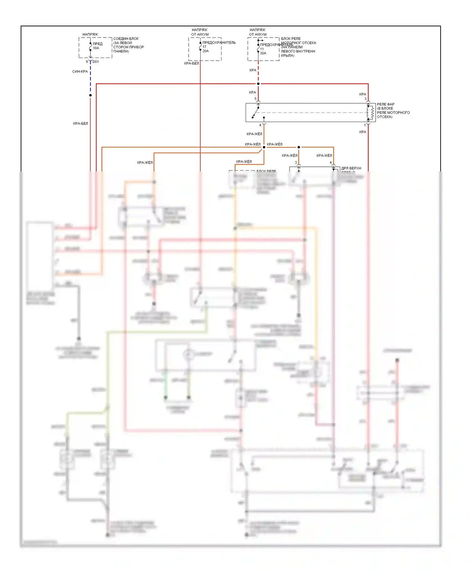 Montero Mitsubishi III (1999-2006): Электросхема фар, с дрелью 