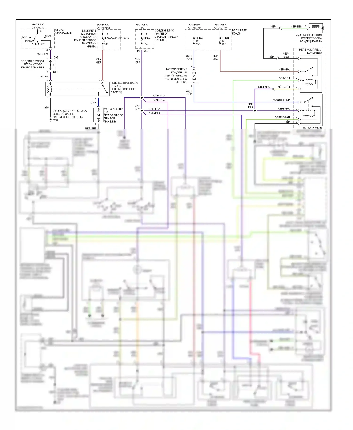 Montero Mitsubishi III (1999-2006): Электросхема ручного кондиционера 
