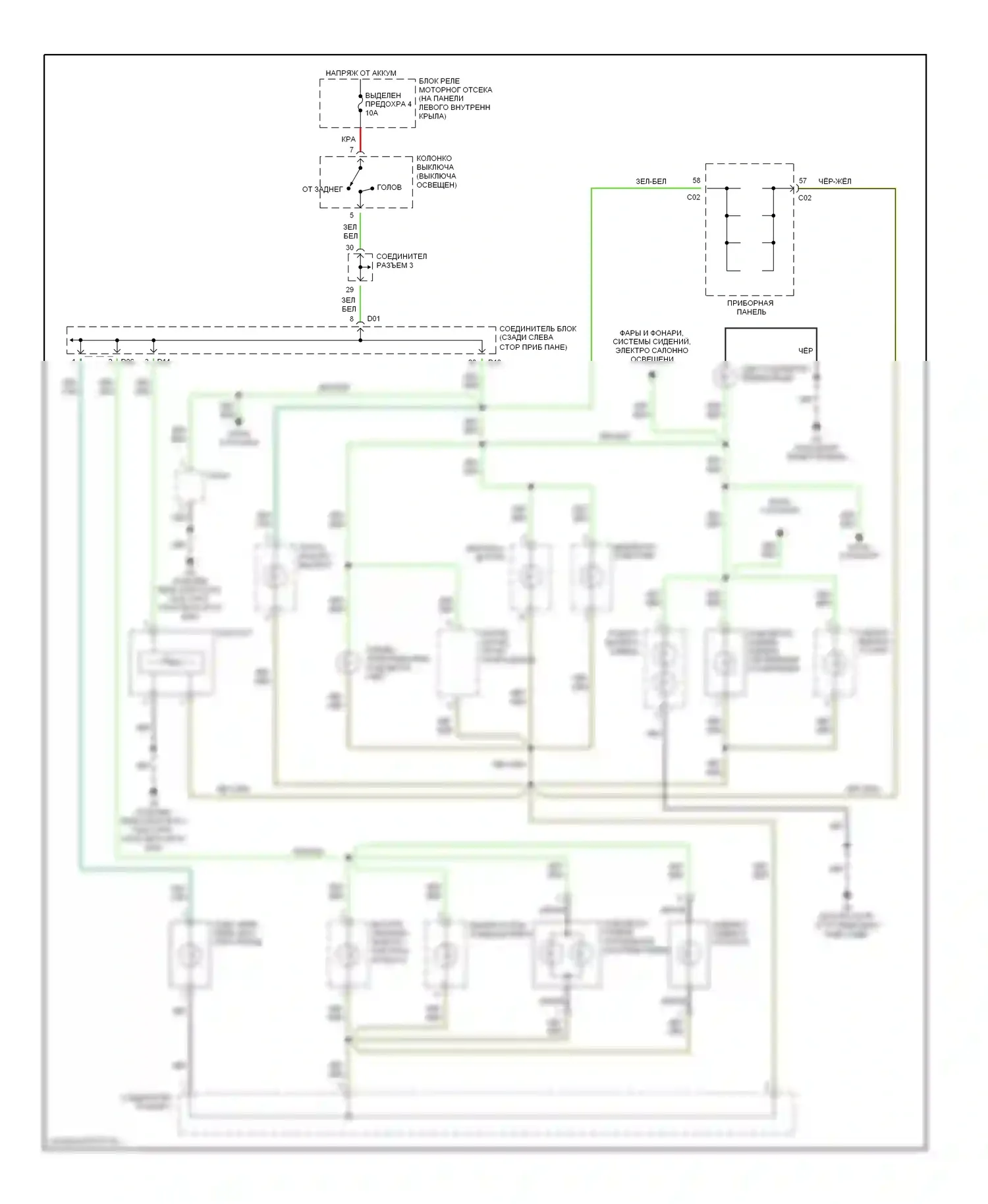 Montero Mitsubishi III (1999-2006): Электросхема подсветки приборной панели 