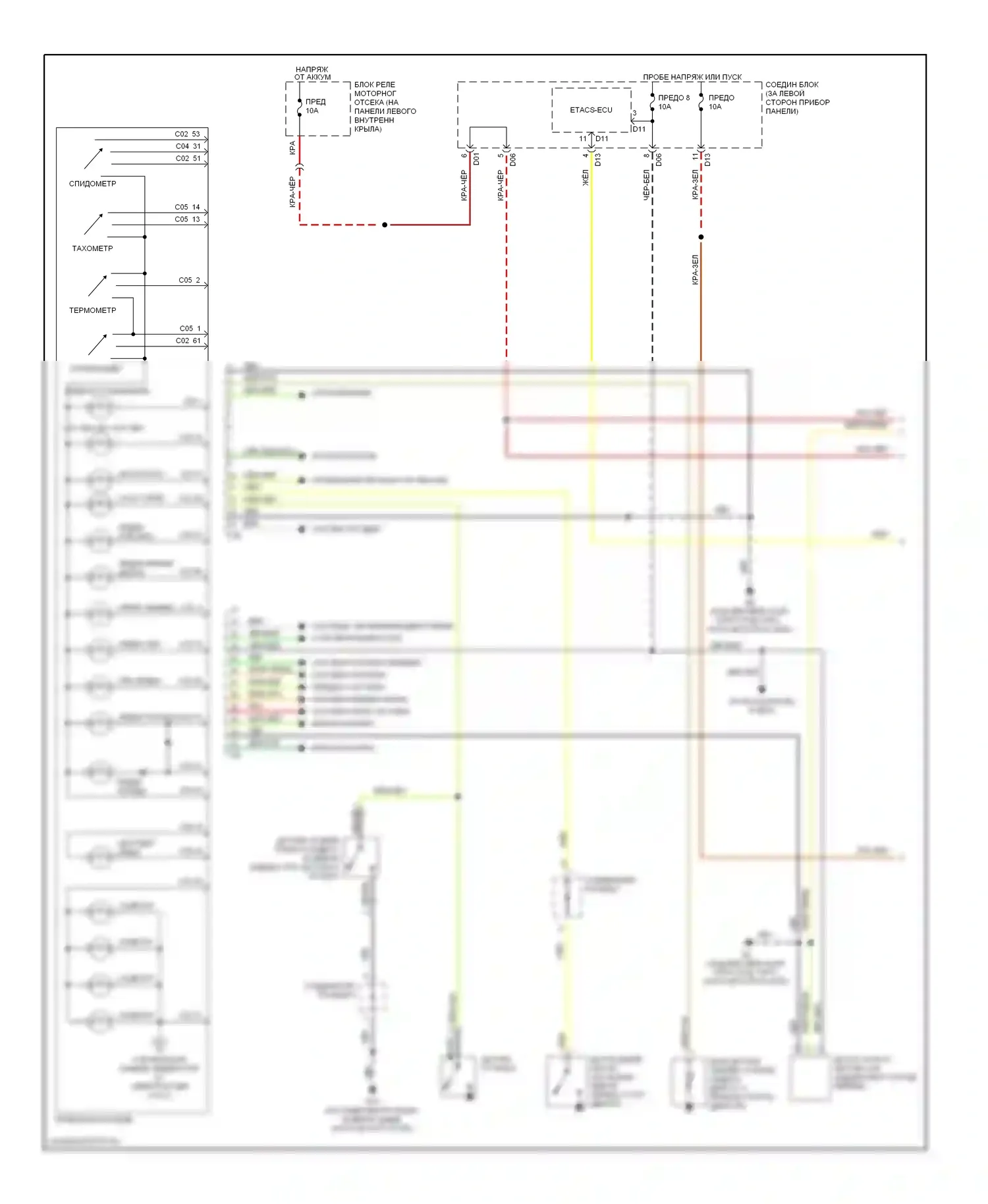 Montero Mitsubishi III (1999-2006): Электросхема приборной панели (1 из 2) 