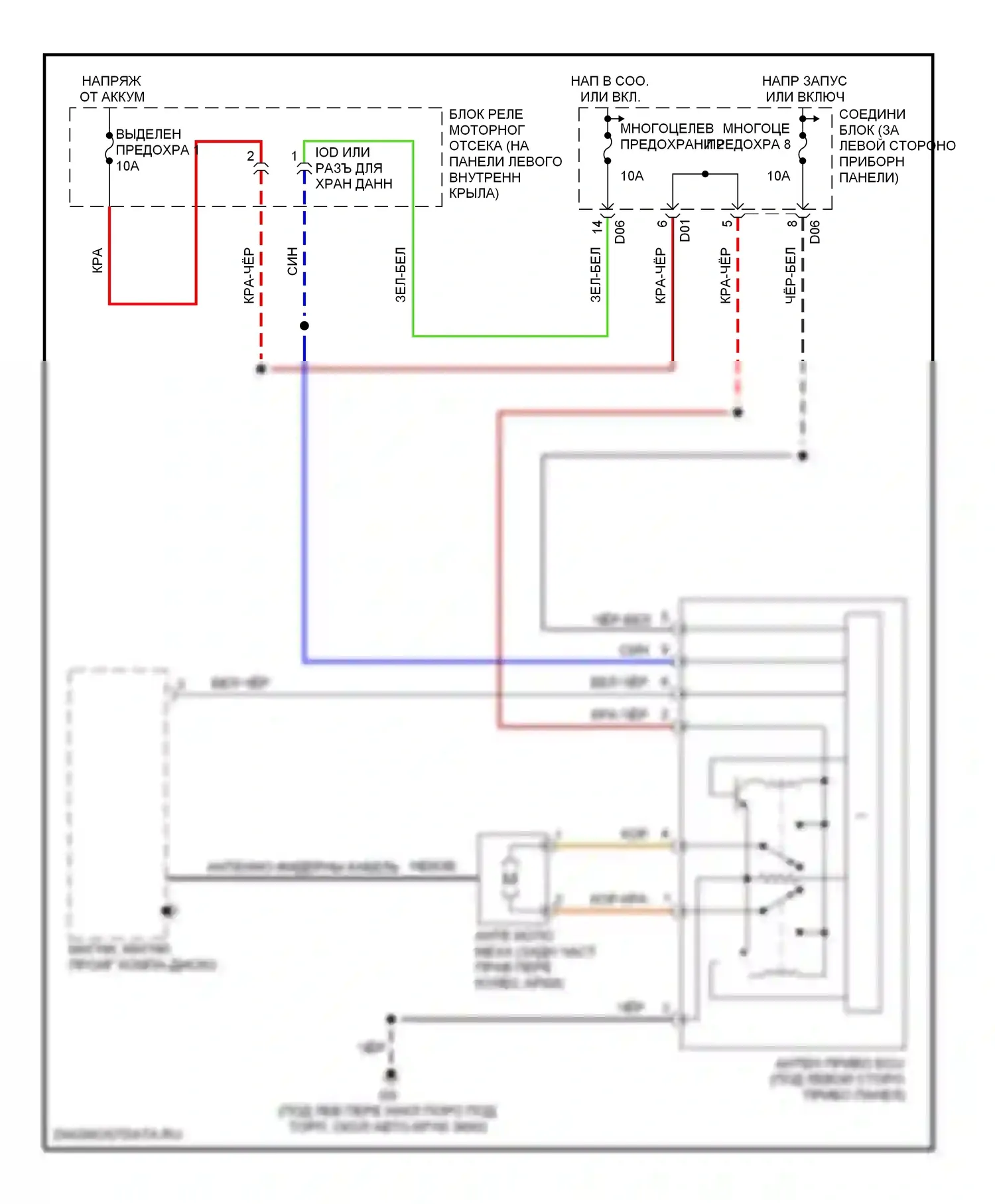 Montero Mitsubishi III (1999-2006): Электросхема силовой антенны 