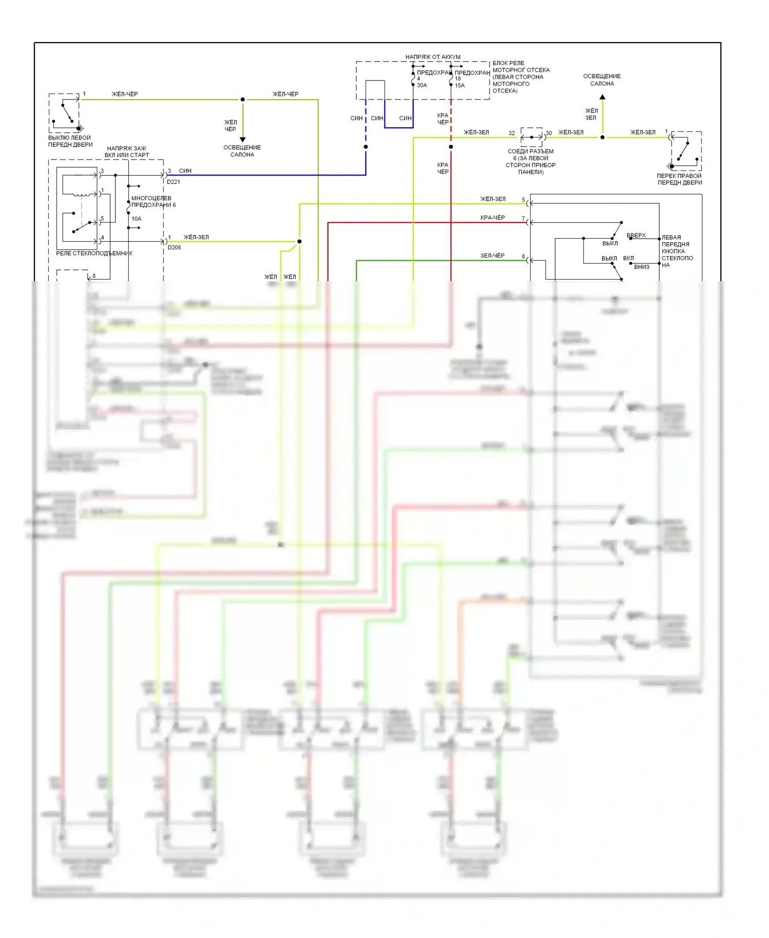 Montero Mitsubishi III (1999-2006): Стеклоподъемники электросхема 
