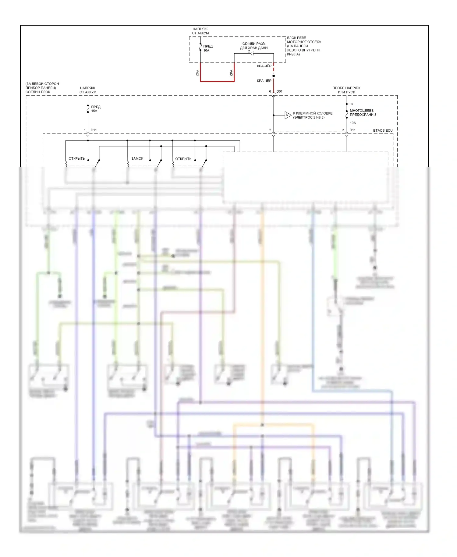 Montero Mitsubishi III (1999-2006): Электросхема центрального замка, с бесключевым доступом (1 из 2) 