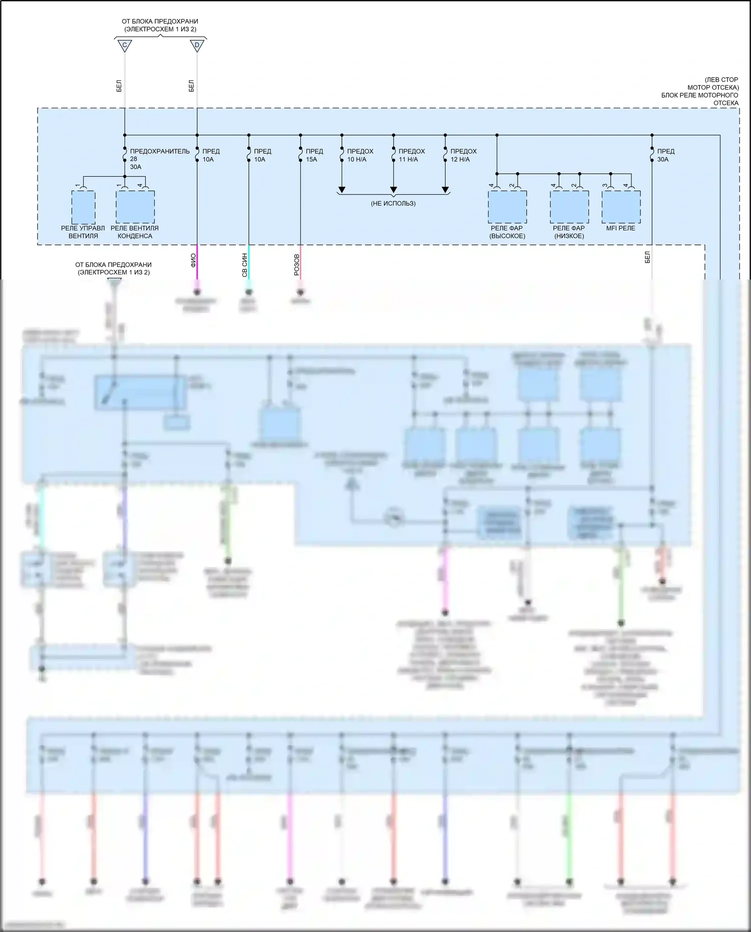 Outlander Sport Mitsubishi I рестайлинг 2 (2015-2019): Электросхема блока предохранителей реле (2 из 2) 