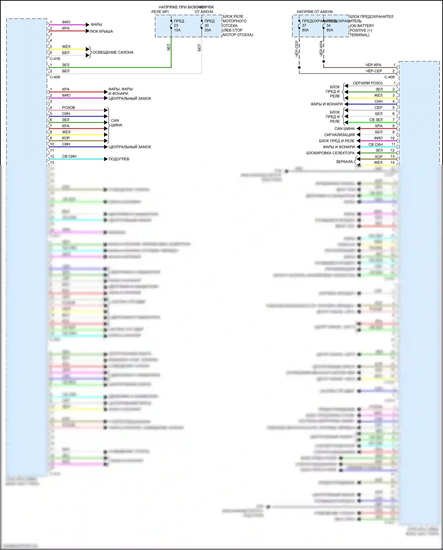 Outlander Sport Mitsubishi I рестайлинг 2 (2015-2019): Электросхема блоков управления кузовом 