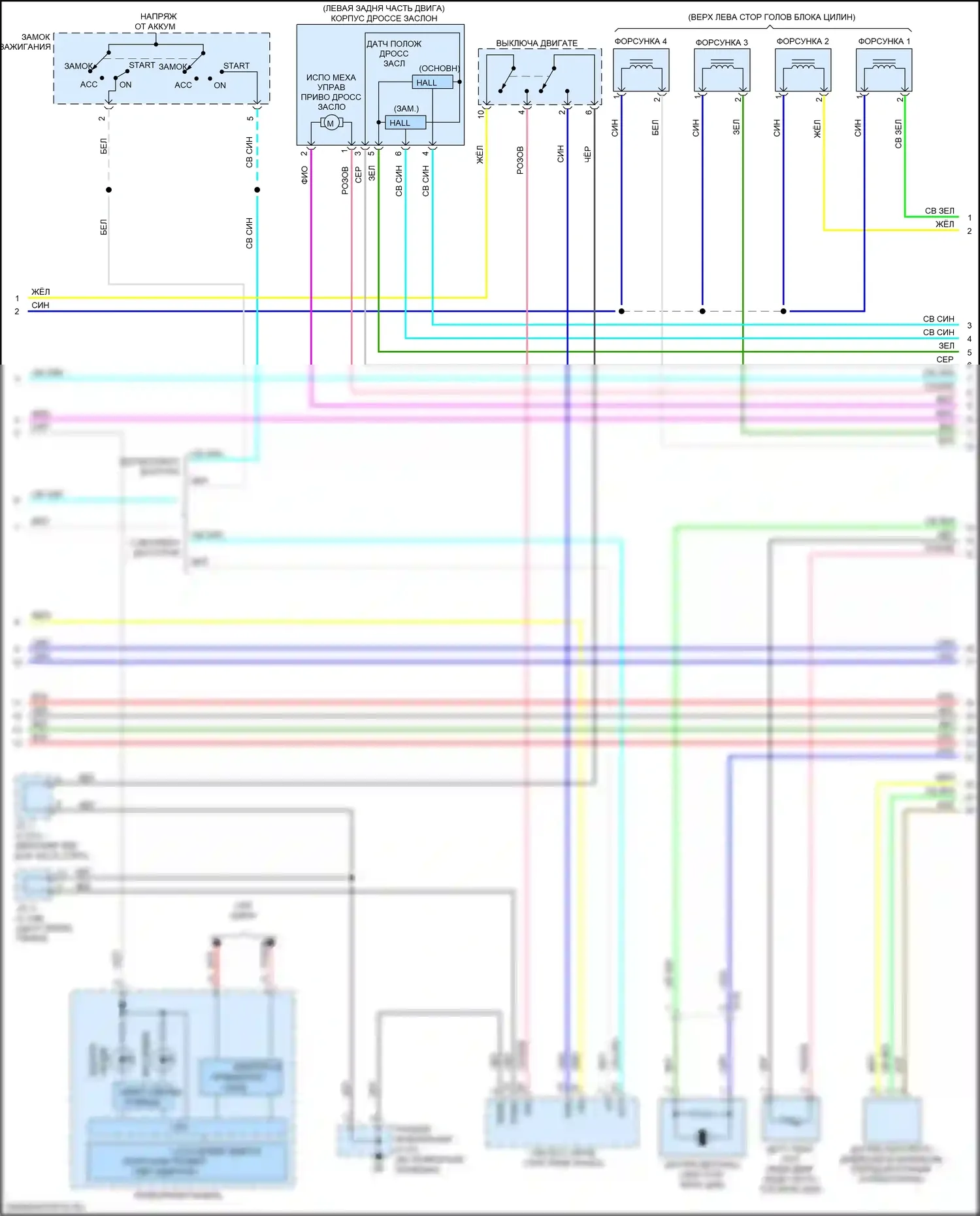Outlander Sport Mitsubishi I рестайлинг 2 (2015-2019): Электросхема двигателя 2.4л (3 из 4) 