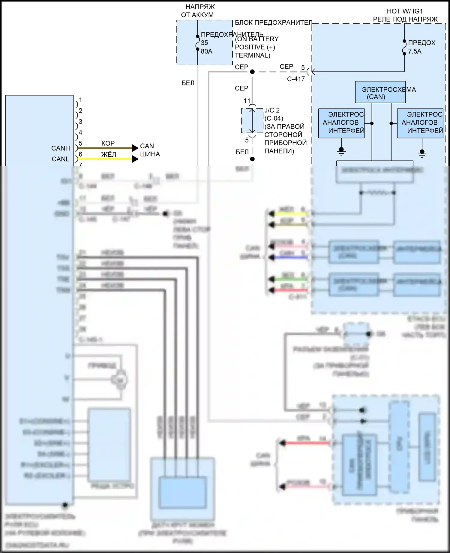 Outlander Sport Mitsubishi I рестайлинг 2 (2015-2019): Электросхема электроусилителя руля 