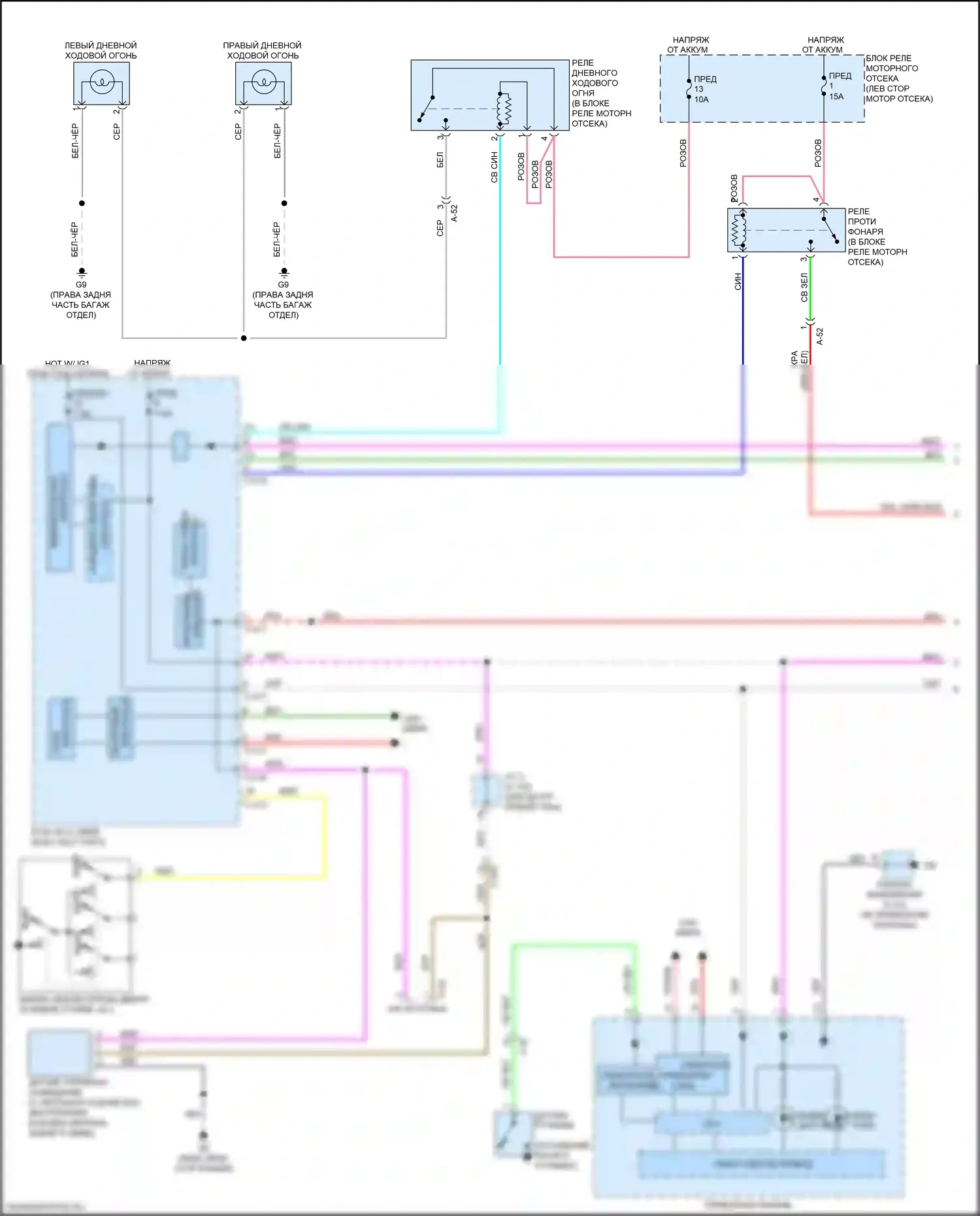 Outlander Sport Mitsubishi I рестайлинг 2 (2015-2019): Электросхема фар, с разрядкой высокой интенсивности (1 из 2) 