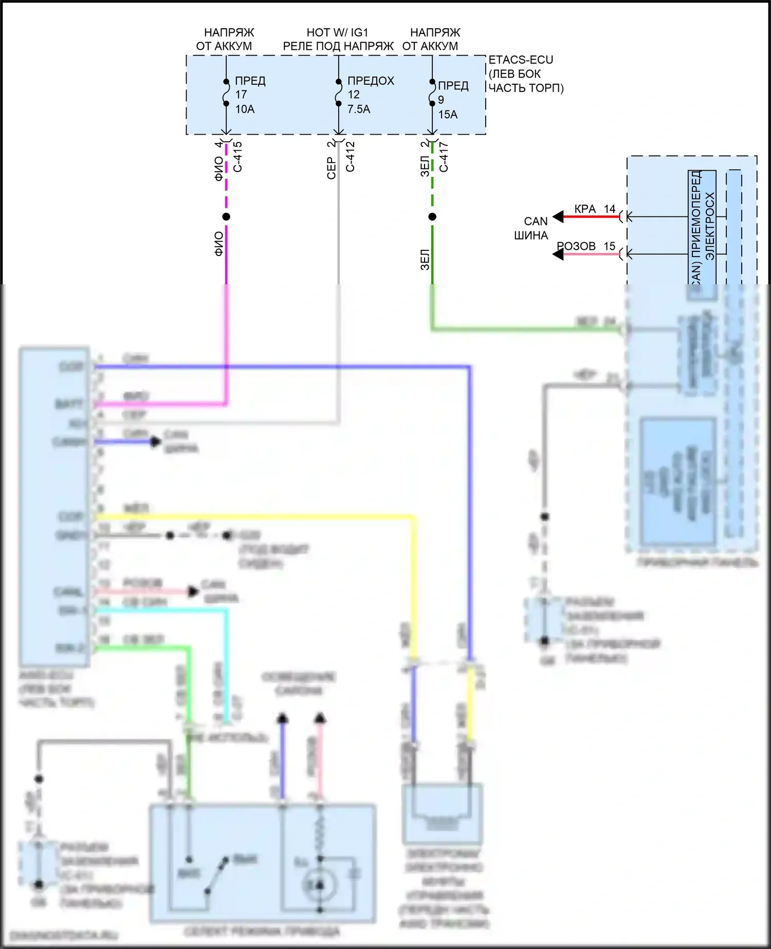 Outlander Sport Mitsubishi I рестайлинг 2 (2015-2019): 2,0л, электросхема awd 