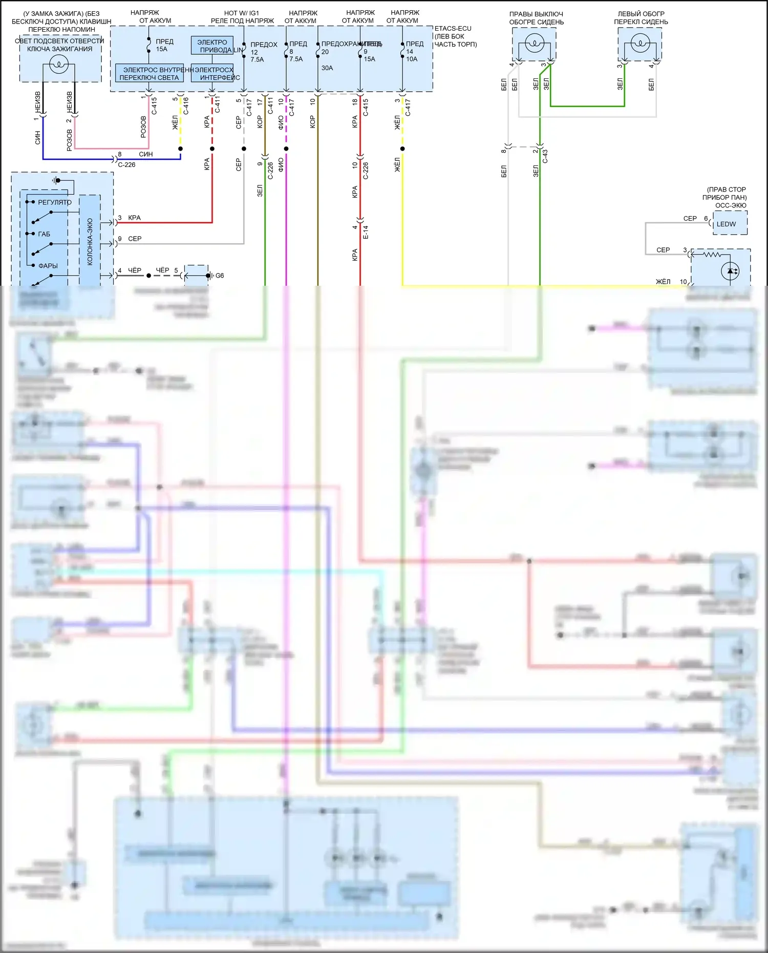 Outlander Sport Mitsubishi I рестайлинг 2 (2015-2019): Электросхема подсветки приборной панели 