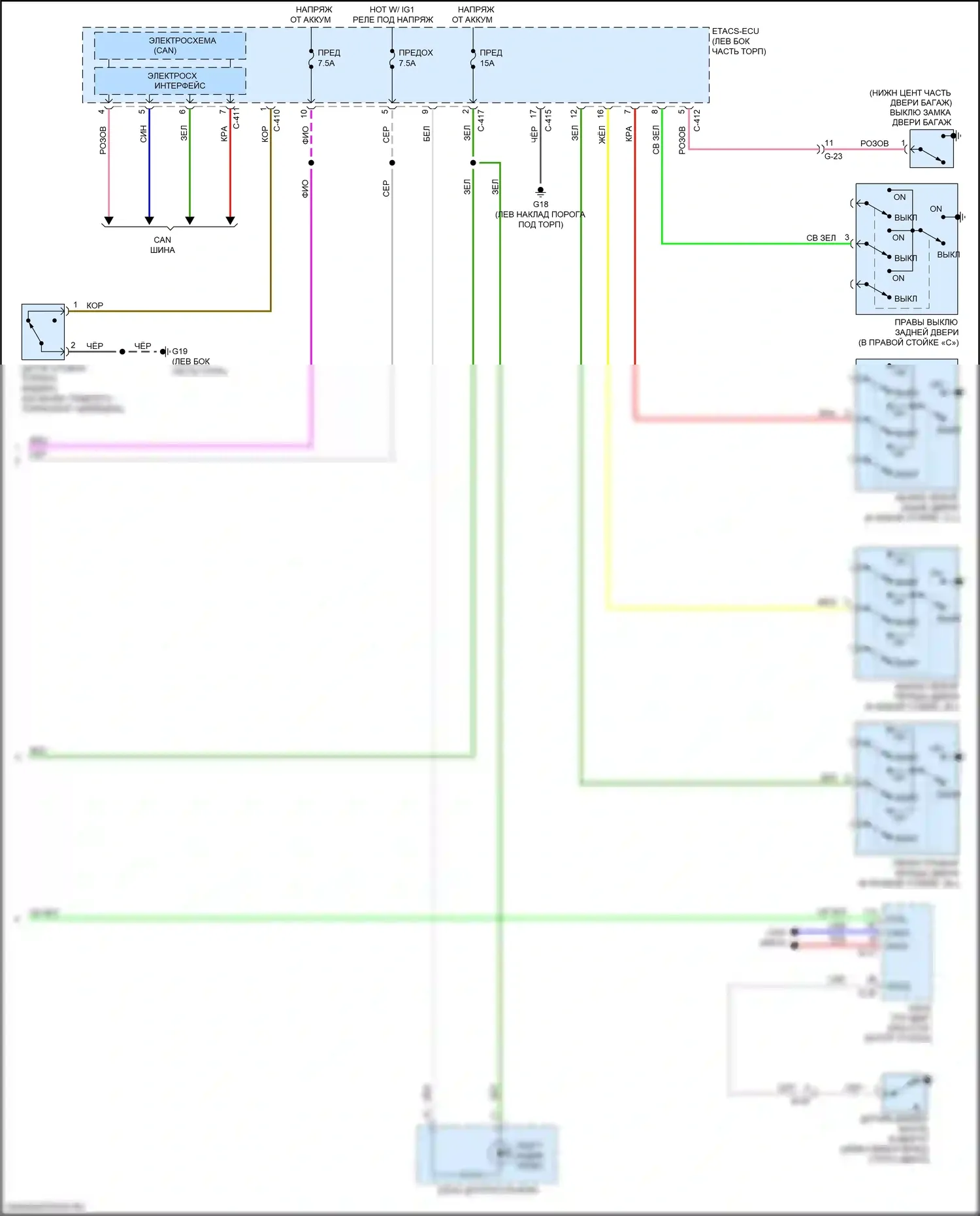 Outlander Sport Mitsubishi I рестайлинг 2 (2015-2019): Электросхема приборной панели (2 из 2) 
