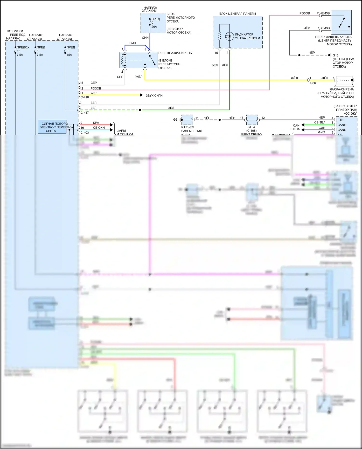 Outlander Sport Mitsubishi I рестайлинг 2 (2015-2019): Электросхема защиты от взлома 