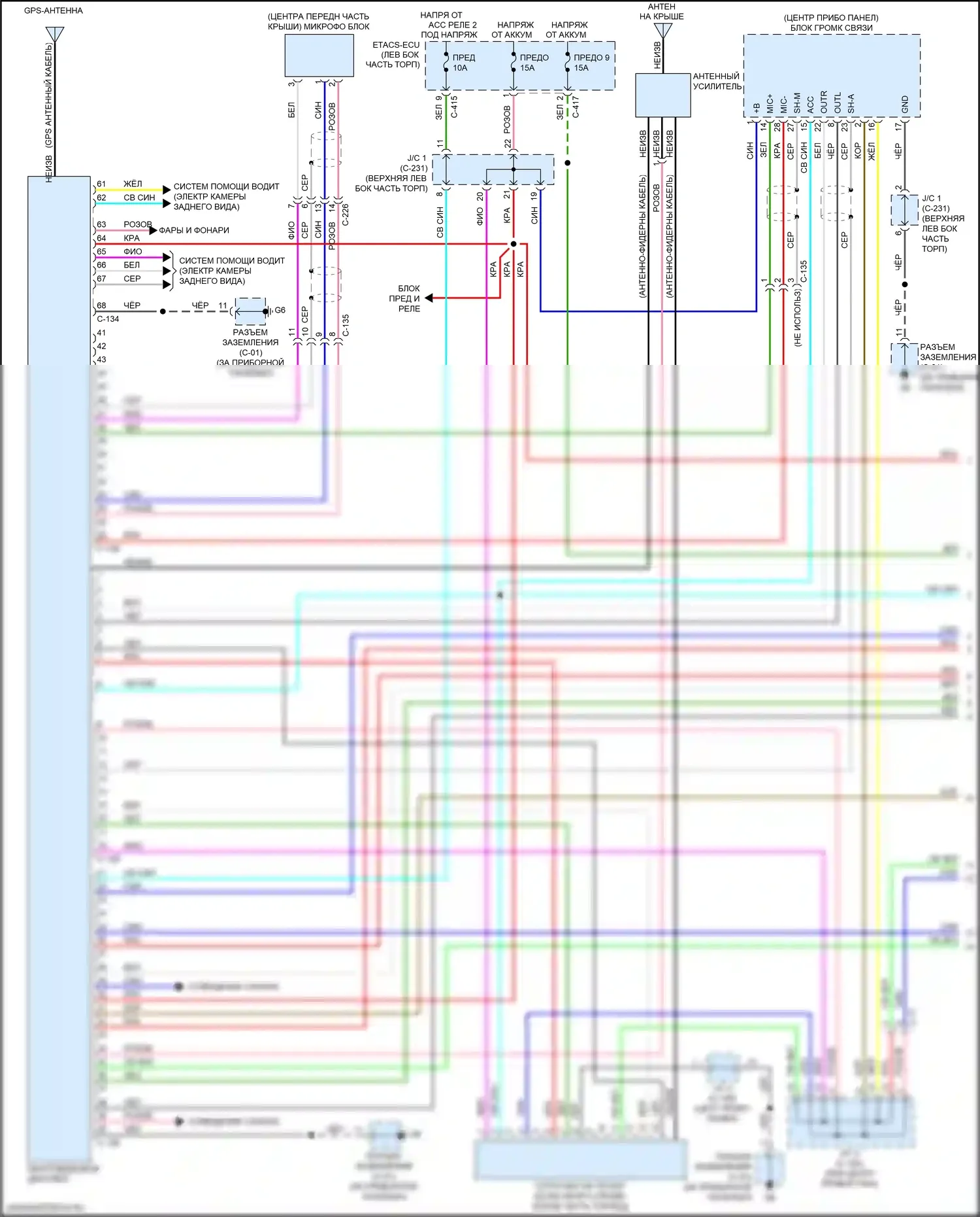 Outlander Sport Mitsubishi I рестайлинг 2 (2015-2019): Электросхема навигации, с усилителем (1 из 3) 
