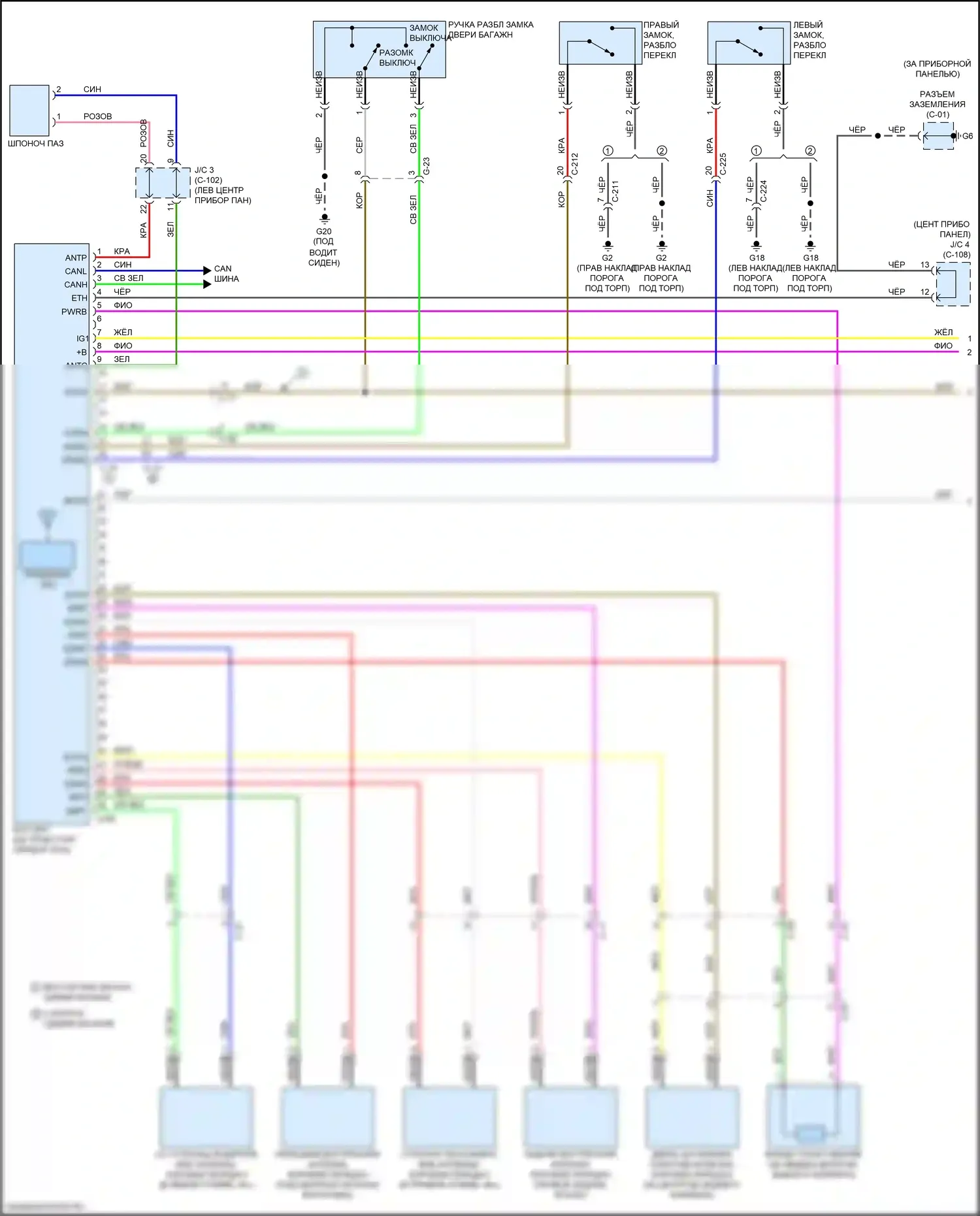 Outlander Sport Mitsubishi I рестайлинг 2 (2015-2019): Электросхема центрального замка, с запуском одним нажатием (1 из 4) 