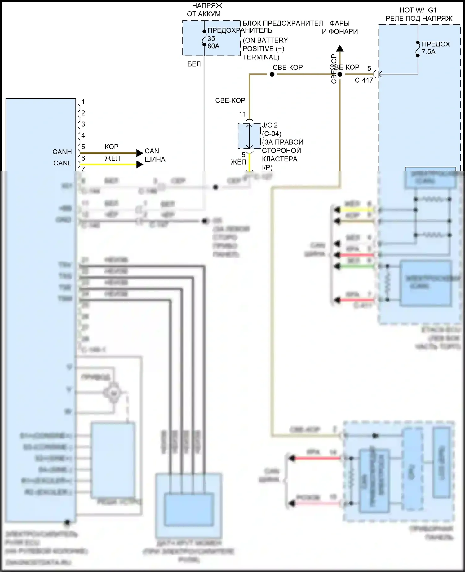 Outlander Sport Mitsubishi I рестайлинг 3 (2019-2024): Электросхема электроусилителя руля 
