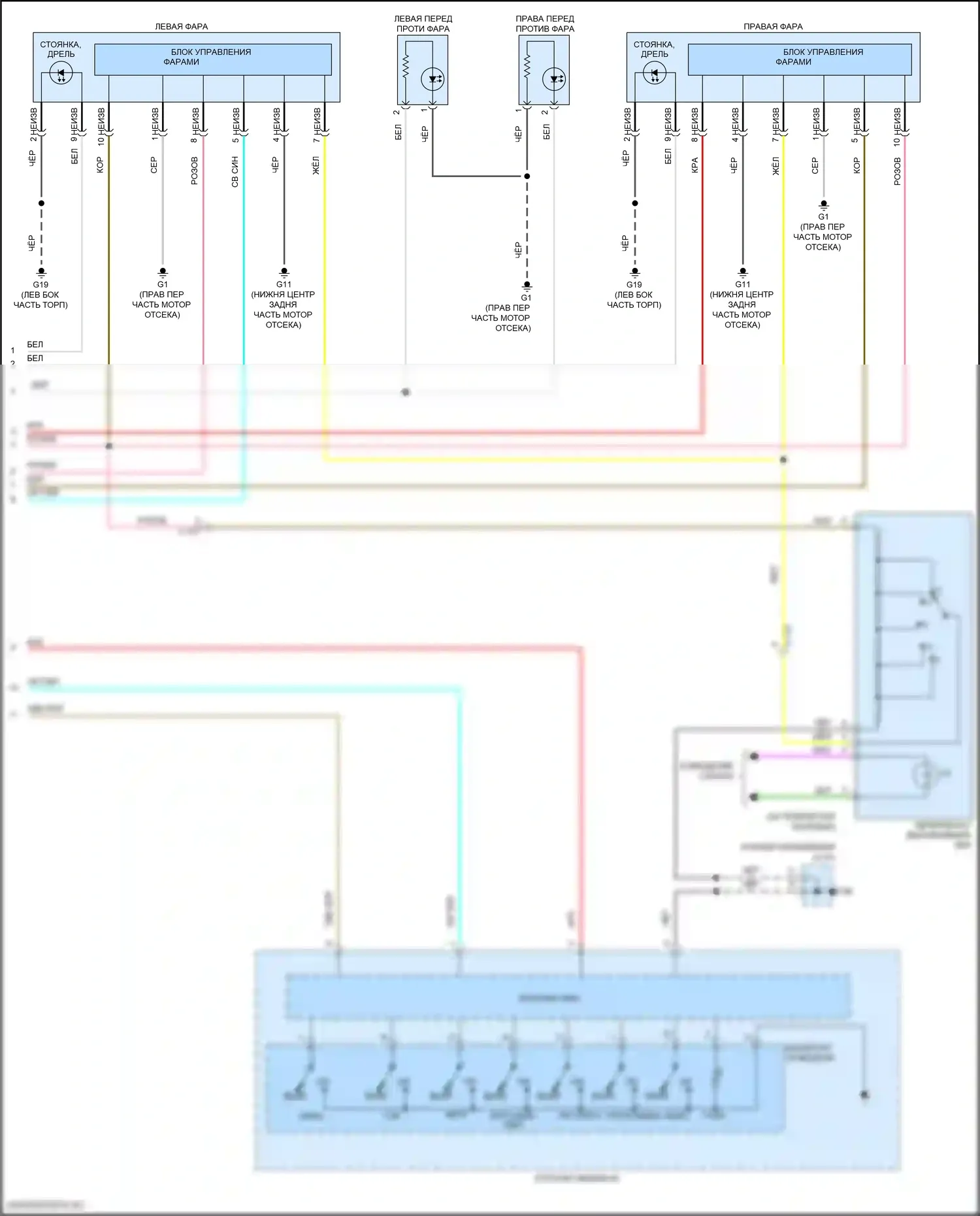 Outlander Sport Mitsubishi I рестайлинг 3 (2019-2024): Электросхема фар, без разряда высокой интенсивности (2 из 2) 