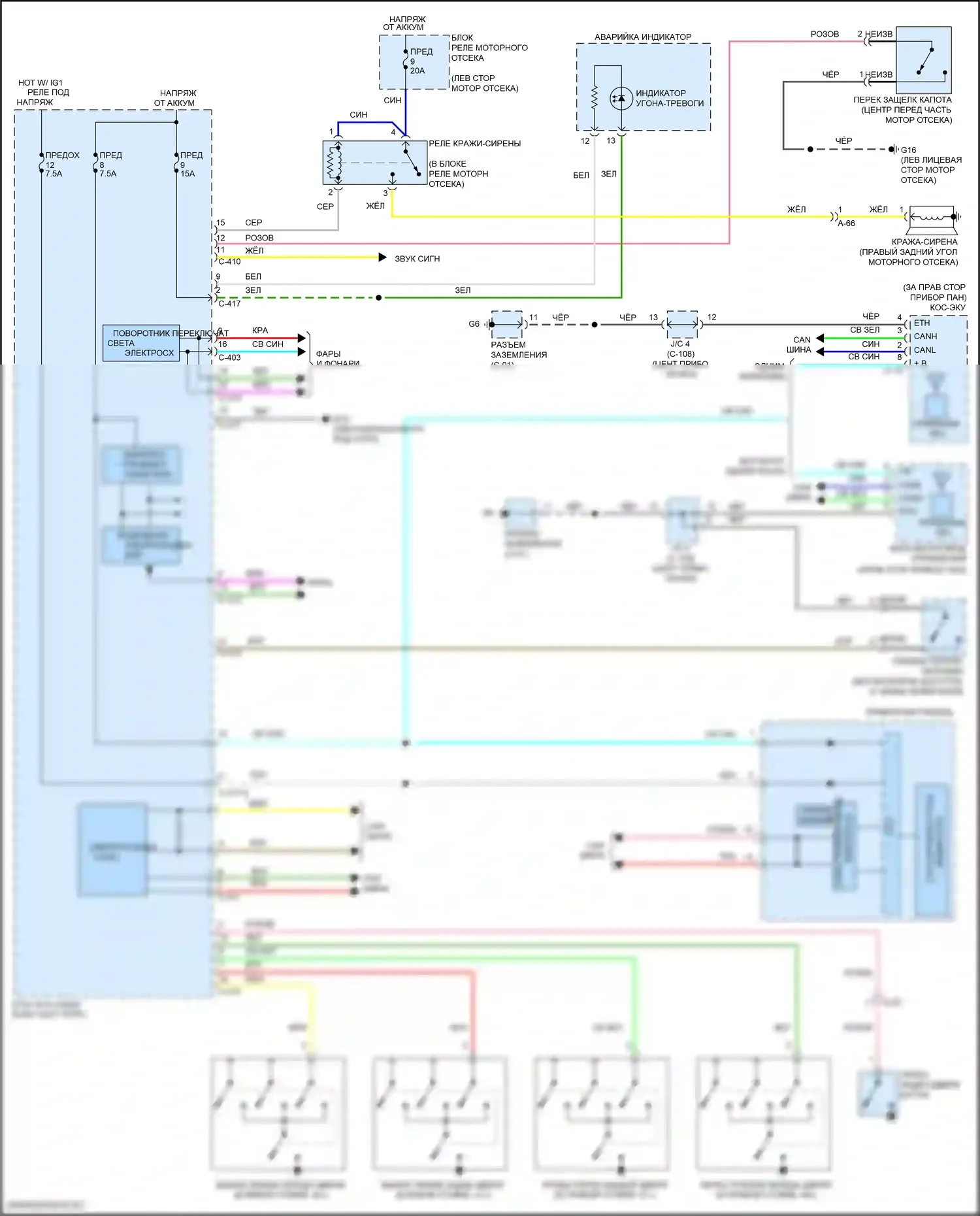 Outlander Sport Mitsubishi I рестайлинг 3 (2019-2024): Электросхема защиты от взлома 