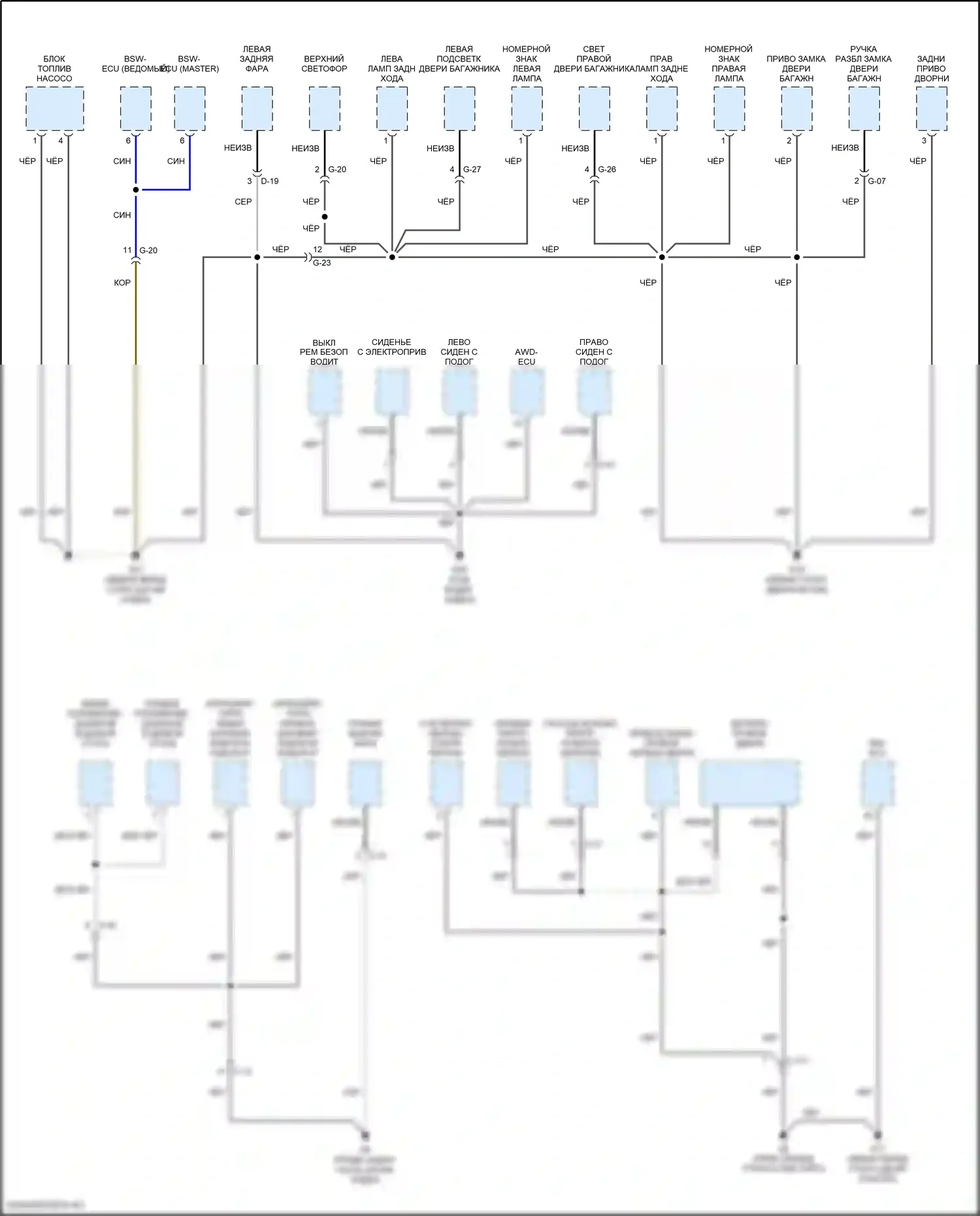 Outlander Sport Mitsubishi I рестайлинг 3 (2019-2024): Электросхема точек подключения масс (4 из 4) 