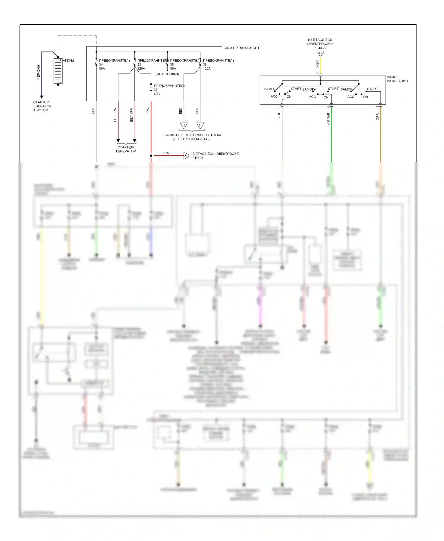 Outlander Mitsubishi I (2002-2009): Электросхема блока предохранителей реле (1 из 2) 