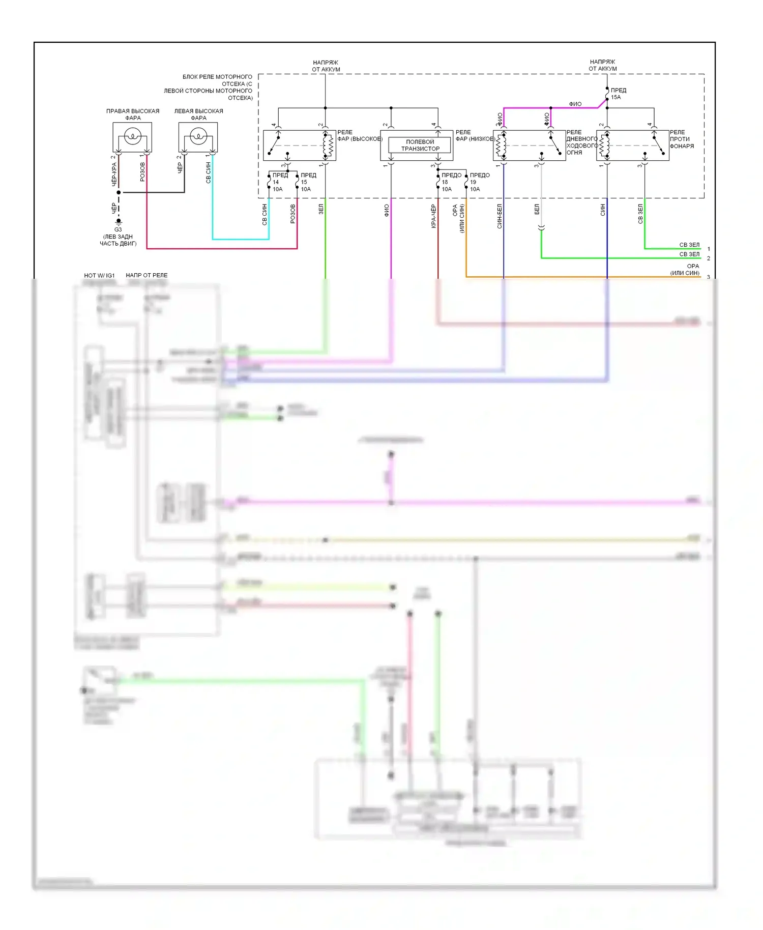 Outlander Mitsubishi I (2002-2009): Электросхема фар, с дрелью (1 из 2) 