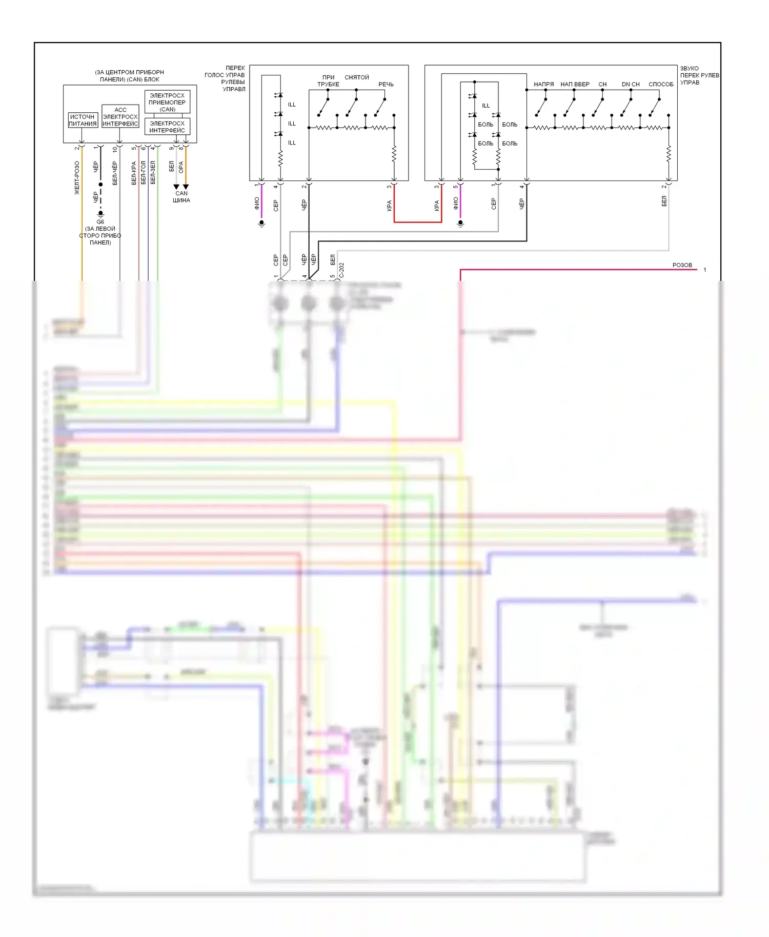 Outlander Mitsubishi I (2002-2009): Электросхема магнитолы, с задней развлекательной (2 из 3) 