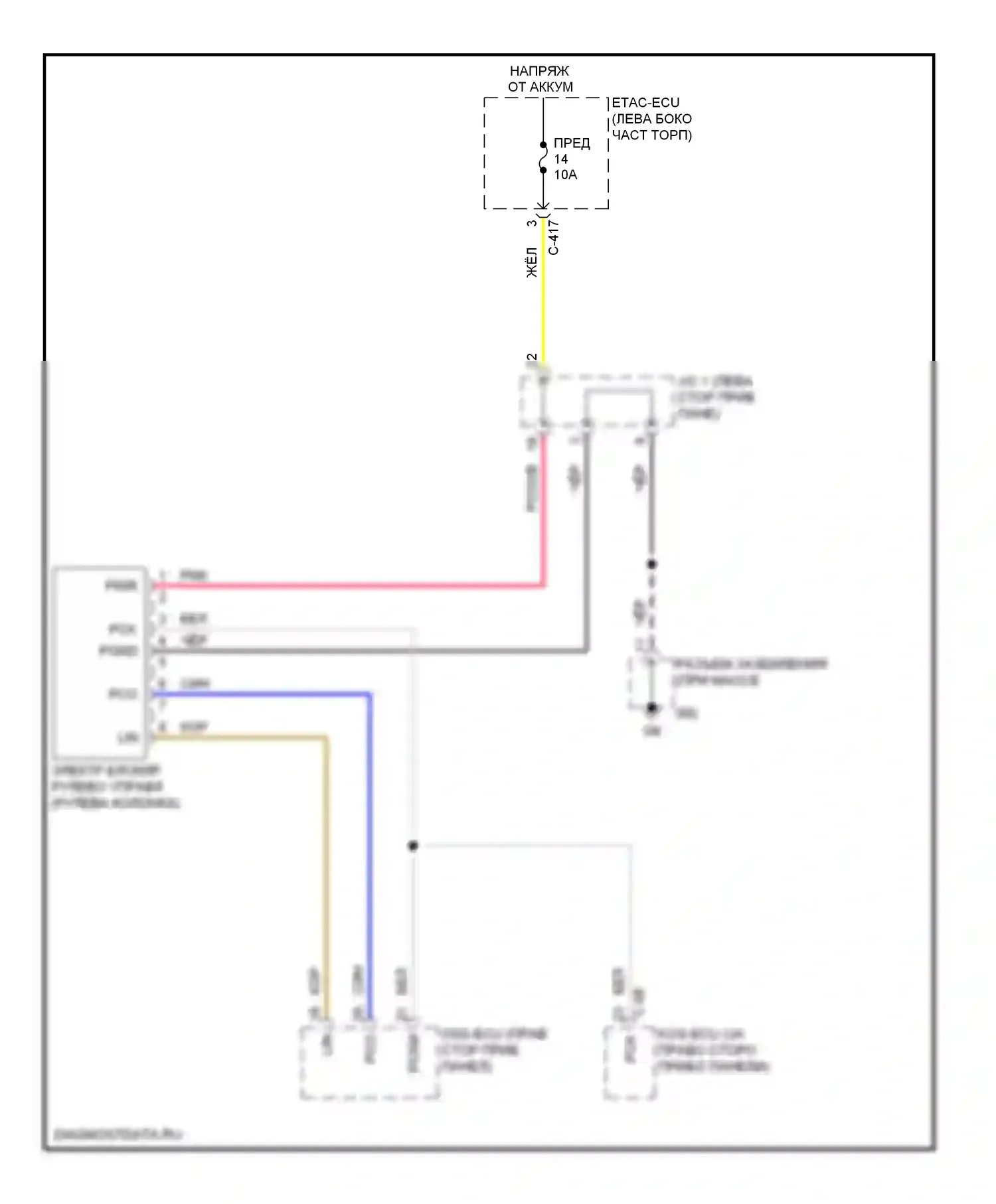 Outlander Mitsubishi II рестайлинг (2009-2013): Электросхема рулевой колонки 