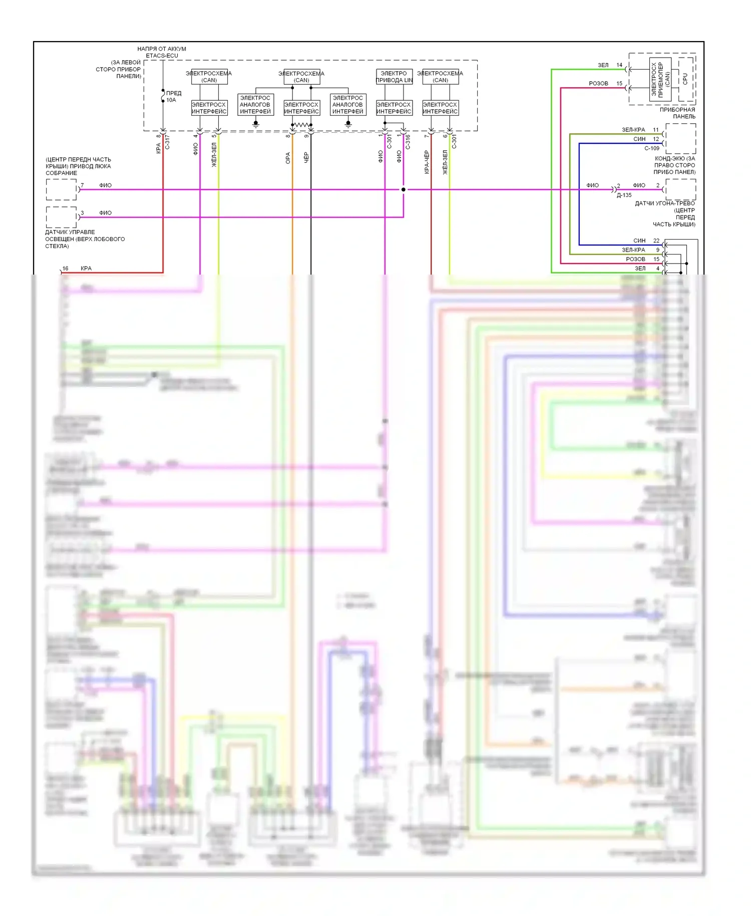 Outlander Mitsubishi II рестайлинг (2009-2013): Can шина электросхема 