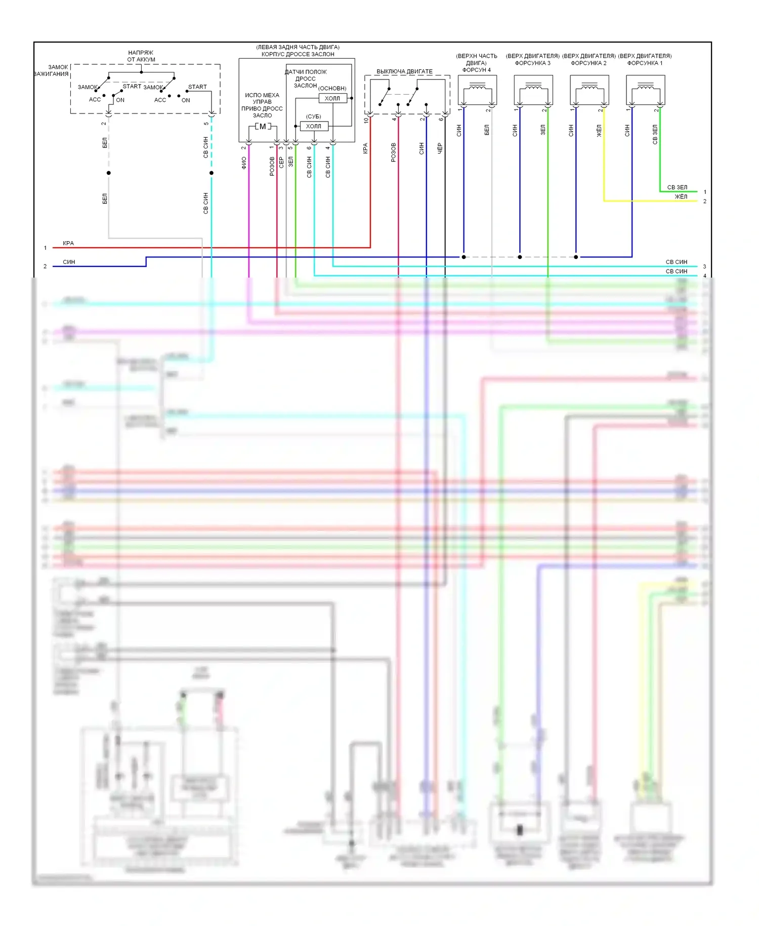 Outlander Mitsubishi II рестайлинг (2009-2013): Электросхема двигателя 2.0л турбо (3 из 4) 