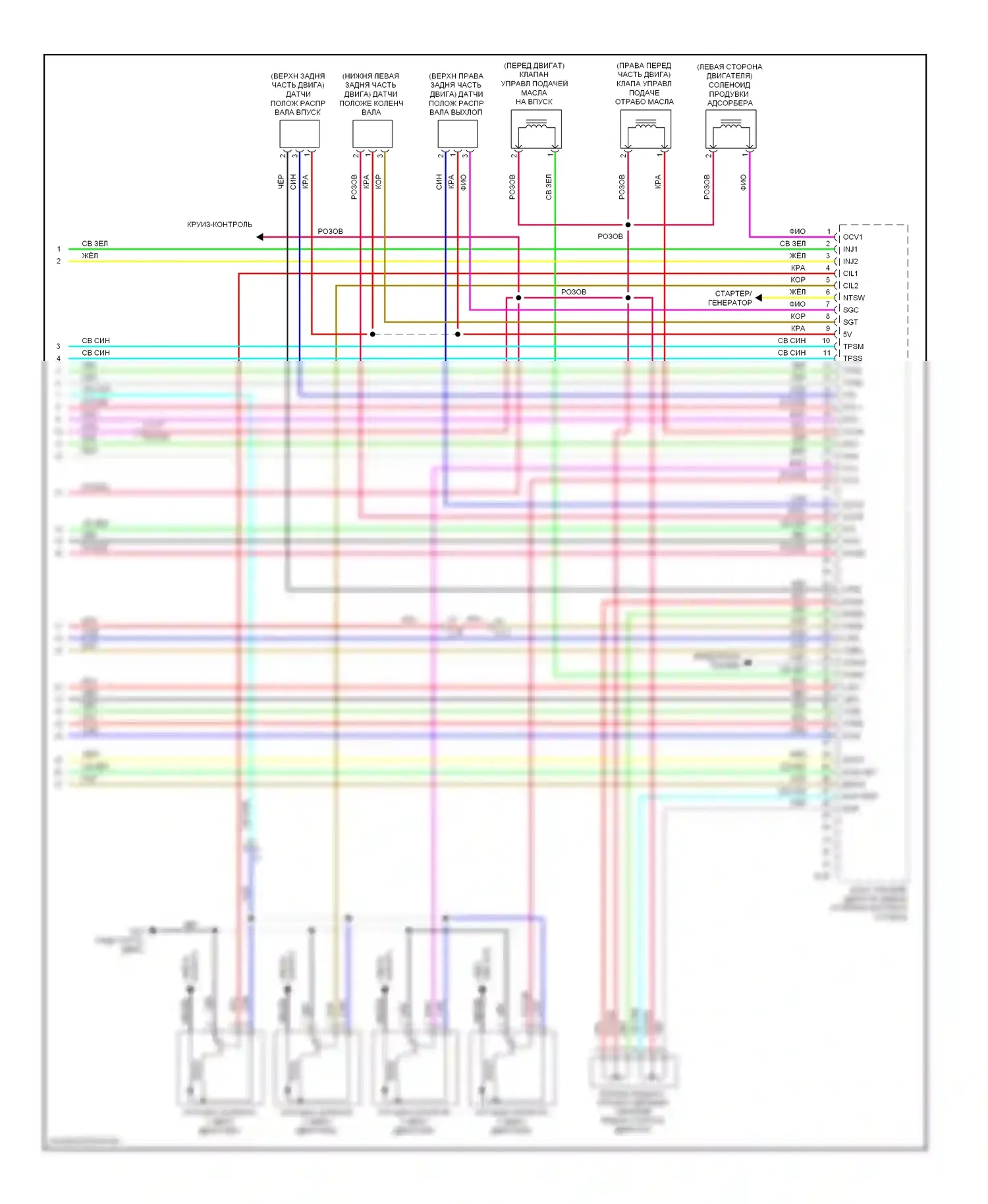Outlander Mitsubishi II рестайлинг (2009-2013): Электросхема двигателя 2.0л турбо (4 из 4) 