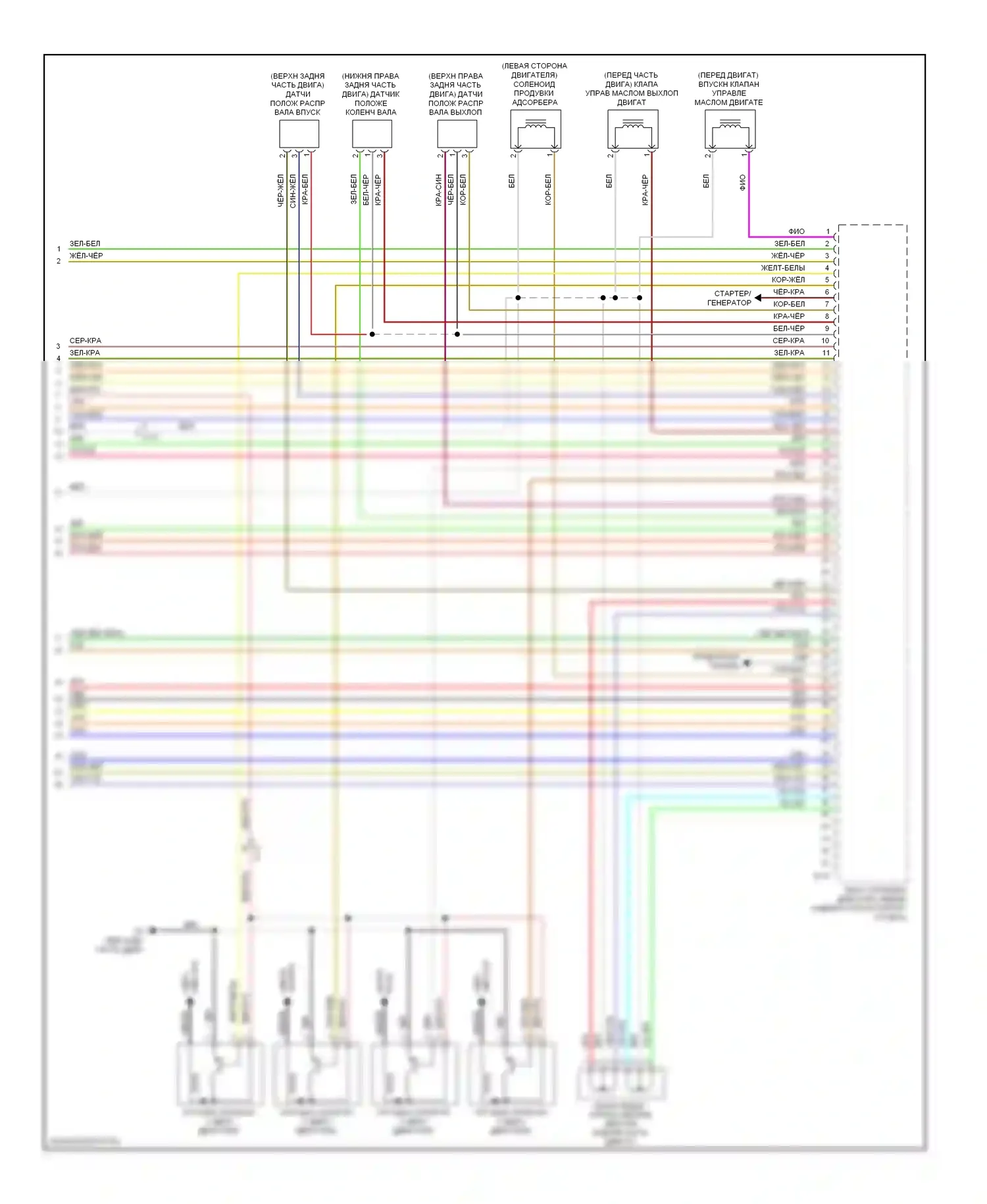 Outlander Mitsubishi II рестайлинг (2009-2013): Электросхема двигателя 2.4л (4 из 4) 