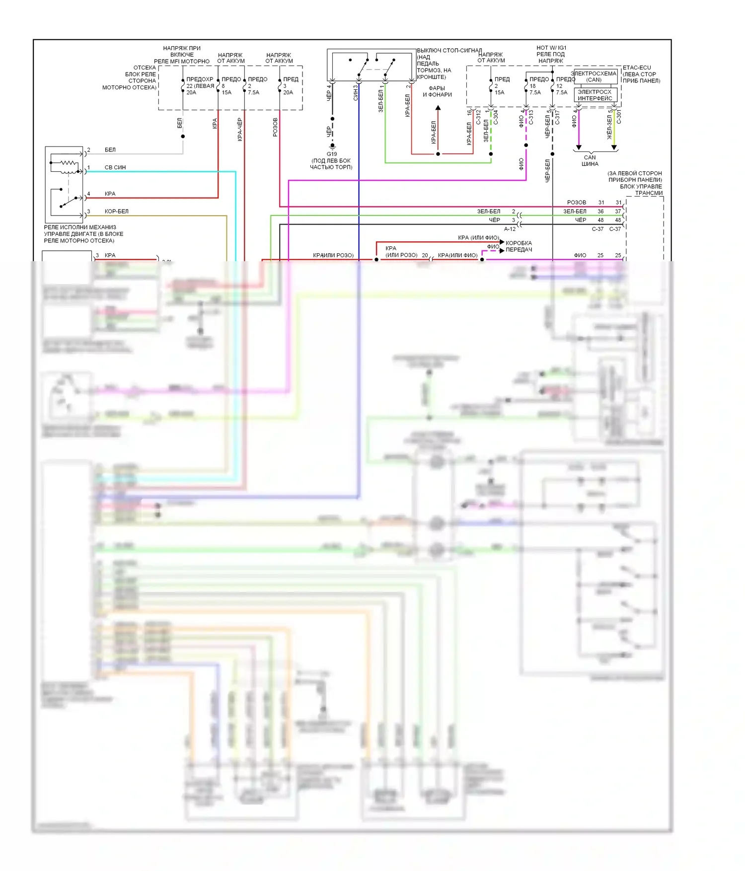 Outlander Mitsubishi II рестайлинг (2009-2013): Электросхема круиз-контроля 