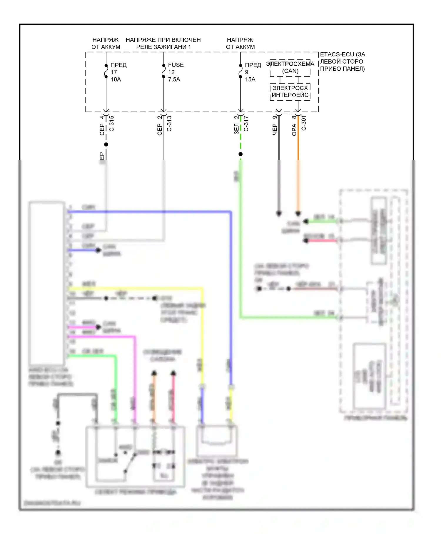 Outlander Mitsubishi II (2005-2009): Электросхема awd 