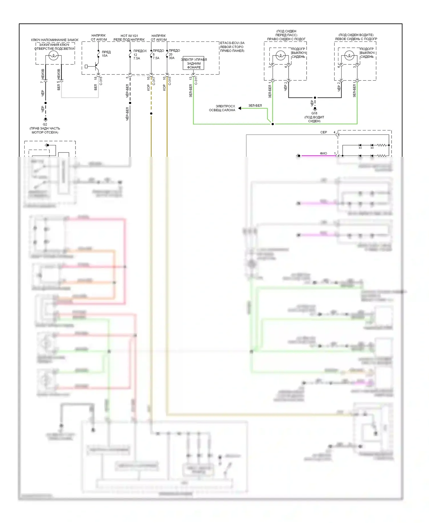 Outlander Mitsubishi II (2005-2009): Электросхема подсветки приборной панели 